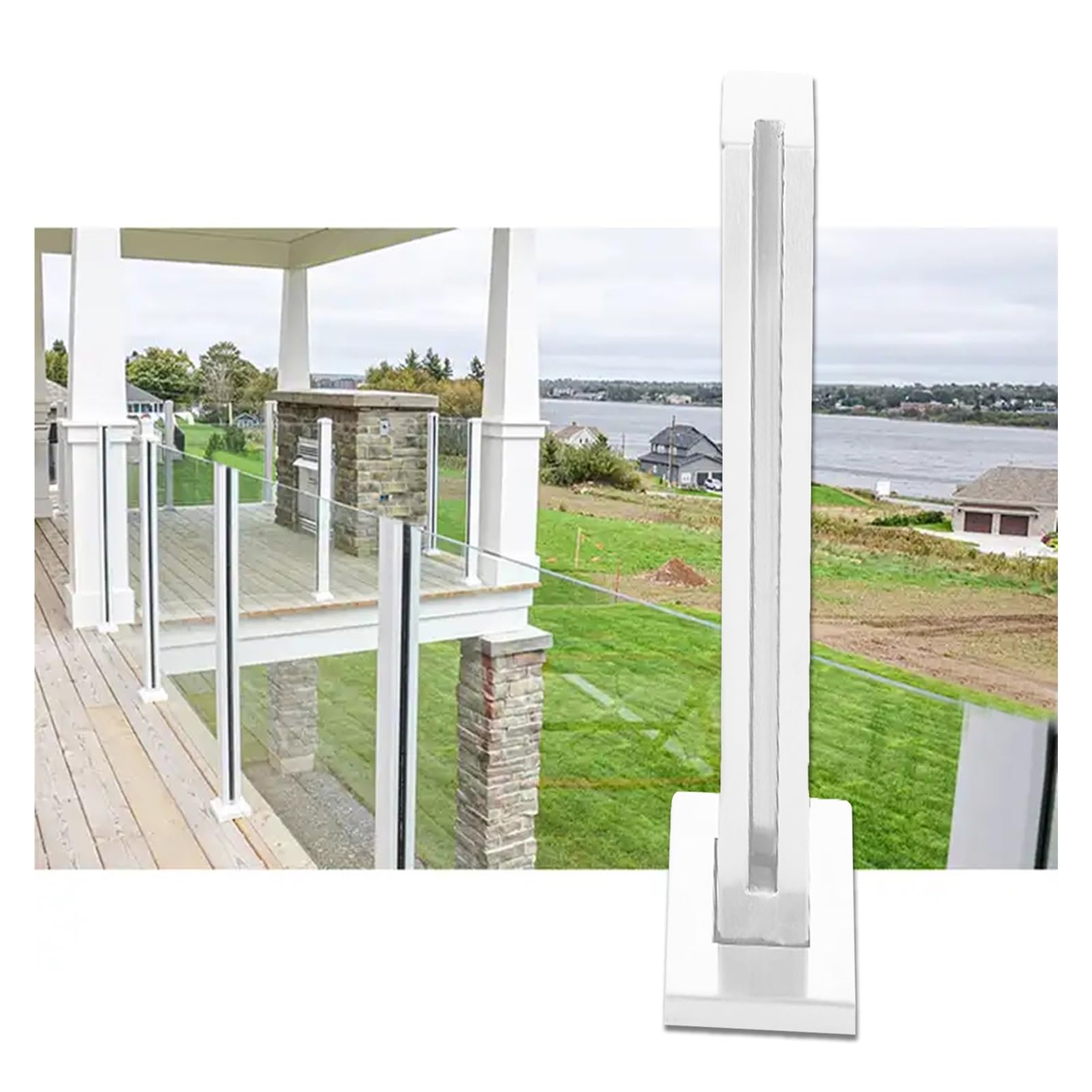 Poteau de garde-corps en verre blanc en acier inoxydable réglable pour balcon