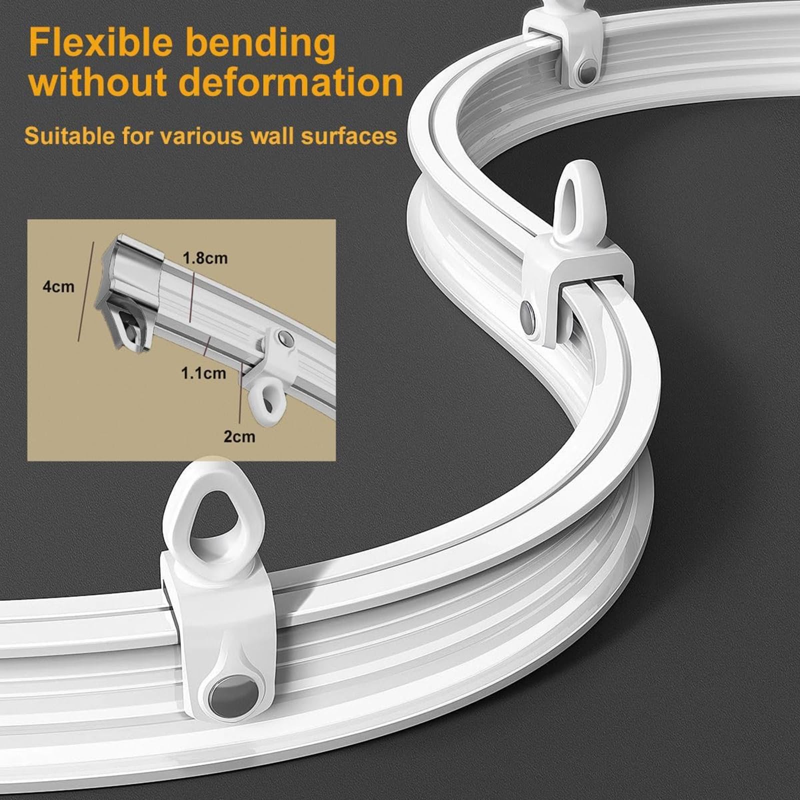 Rail de rideau flexible pour montage au plafond, tringle à rideau de douche pour baie vitrée, idéale pour la maison, l'hôtel et le bureau