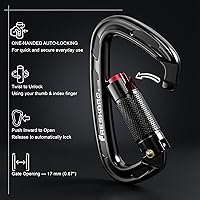 Vista 3 de FresKaro Clips de mosquetón de escalada con bloqueo automático de 25 KN con certificación UIAA, bloqueo giratorio y mosquetones resistentes