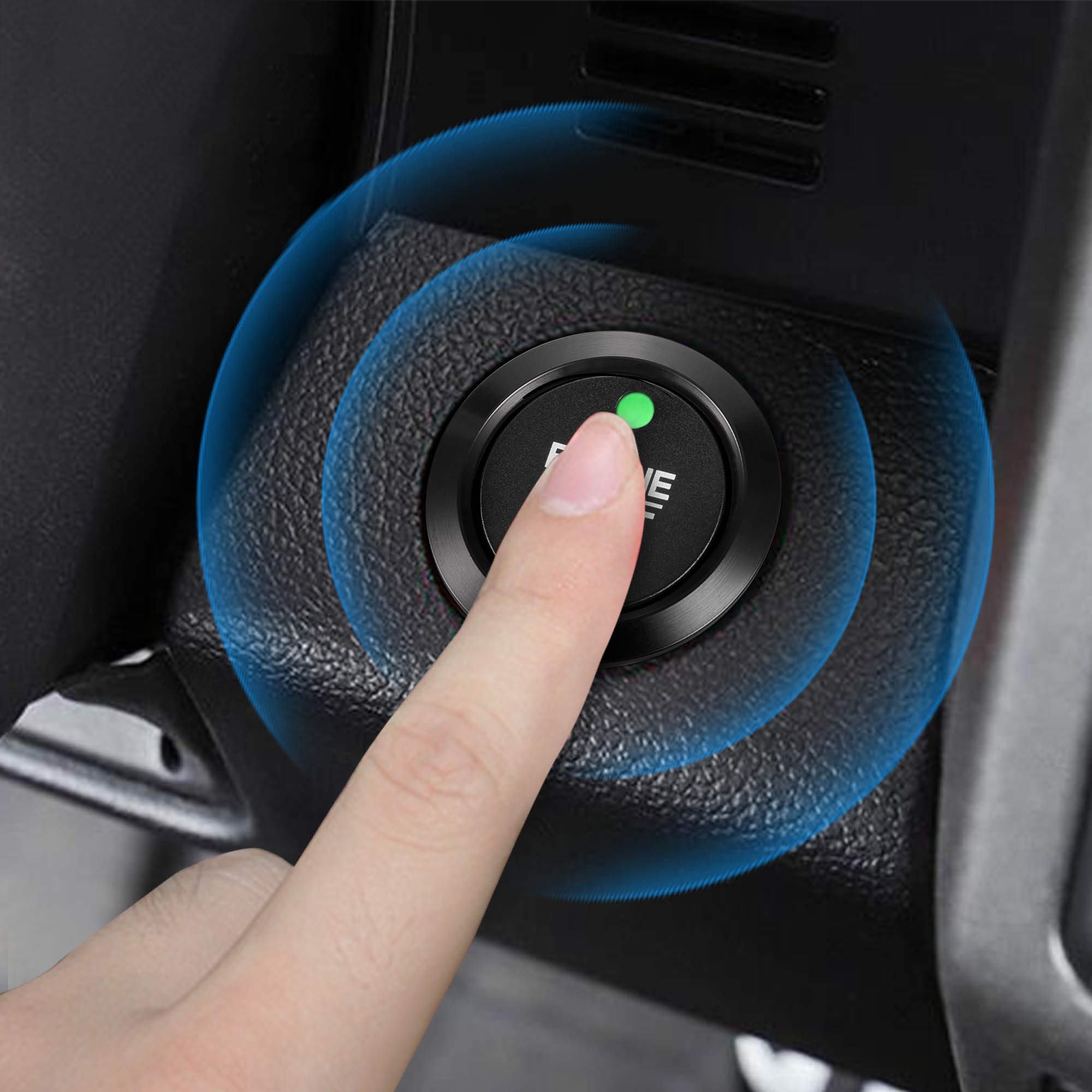 Xotic Tech Sporty Blue Aluminum Ignition Start Stop Button Cover Trim For Ford F-150 2016-2021