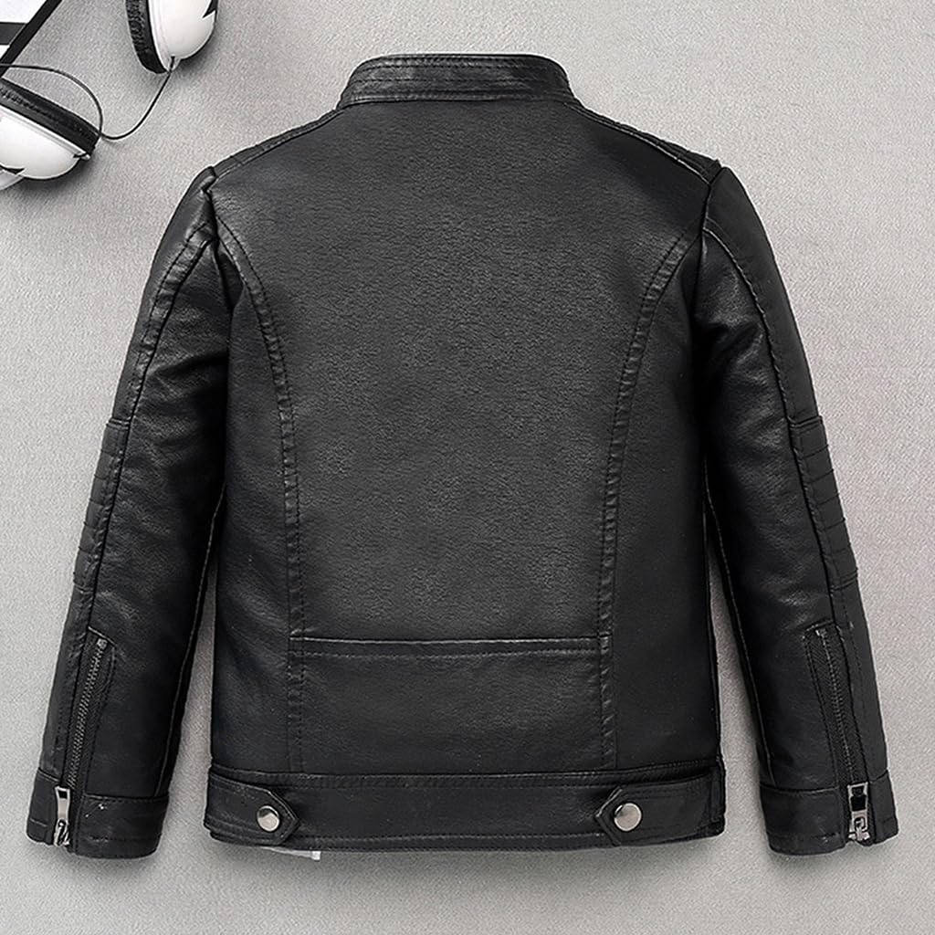 linboo Giacca in pelle per bambini, per motociclisti, in similpelle, bomber da ragazza, per mezze stagioni, primavera, autunno