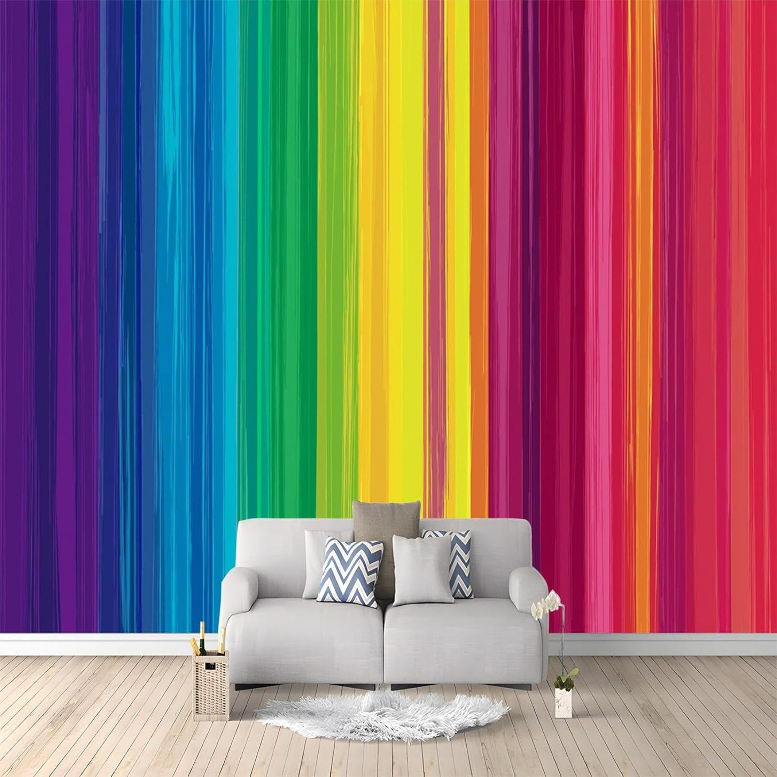 kfjhgbdshhj Rainbow Stripes Colour Gradient Wallpaper 3D Non-Woven Wall Decoration Wallpaper Decoration Study Room Living Room Restaurant Cafe,200cmx140cm