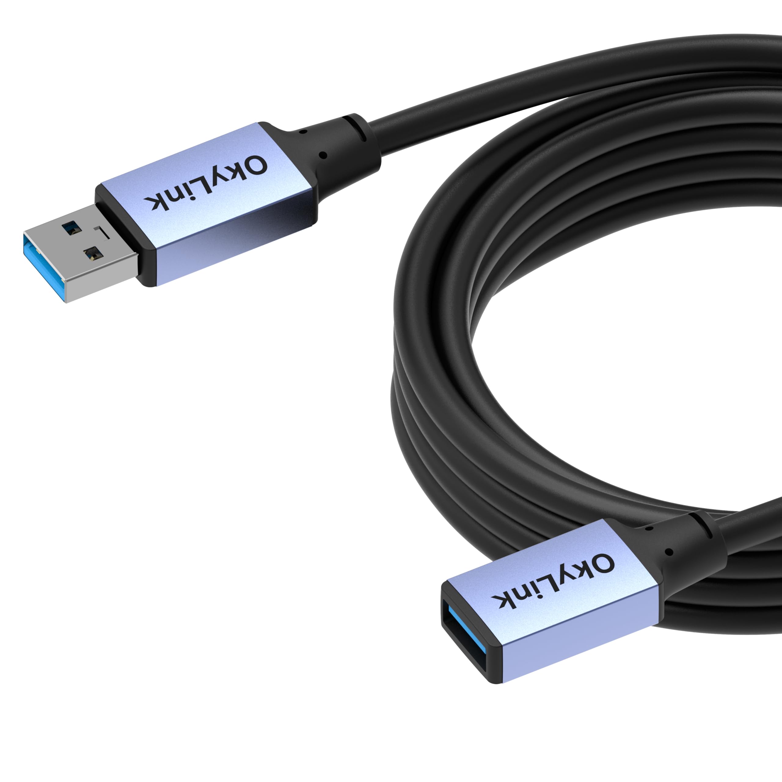 OkyLink USB 3.0/3.2 Gen 1 Verlängerungskabel USB-A auf USB-A, Stecker auf Buchse, 5Gbps, 3m | 3 m, mit Aluminiumgehäuse, Plug-and-Play, für Festplatte, SSD, Drucker, PC