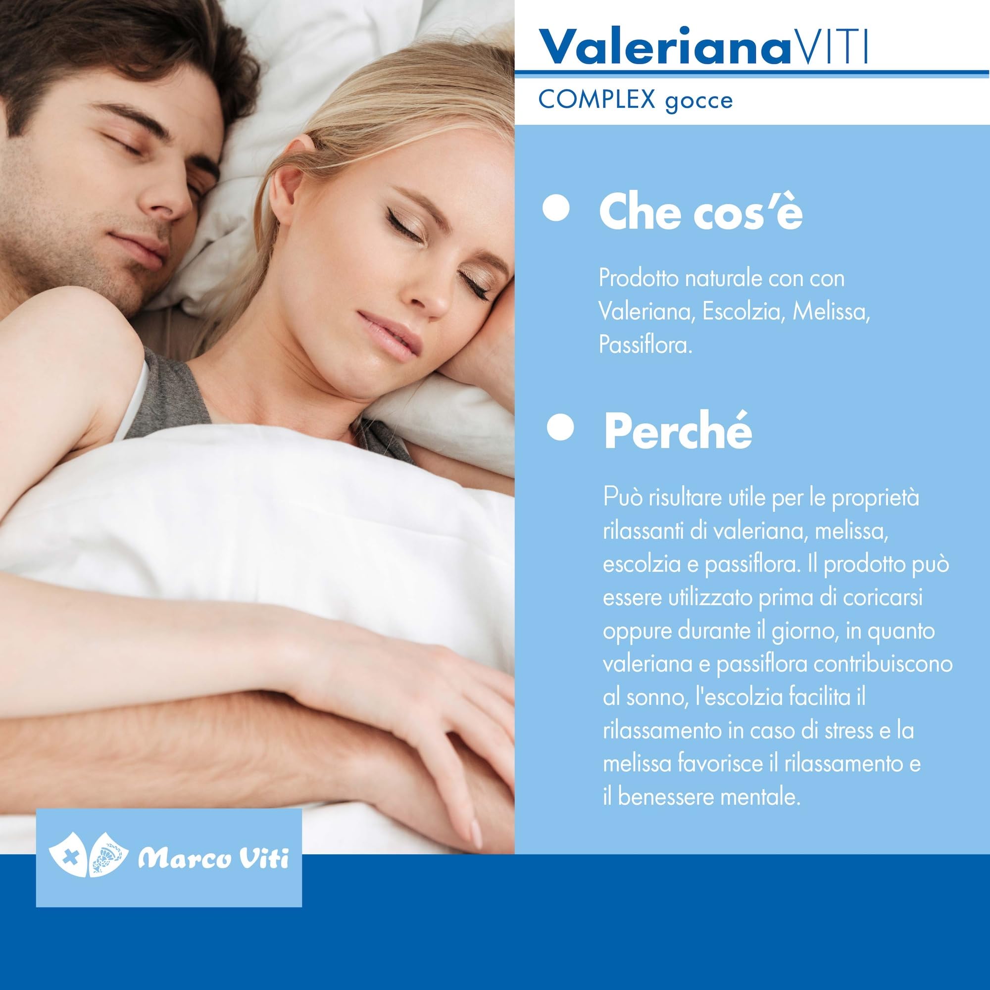 Valeriana Viti - Complex Gocce, 30 ml, Integratore, Proprietà Calmanti e Rilassanti, con Escolzia e Melissa, Favorisce il Sonno, Senza Glutine
