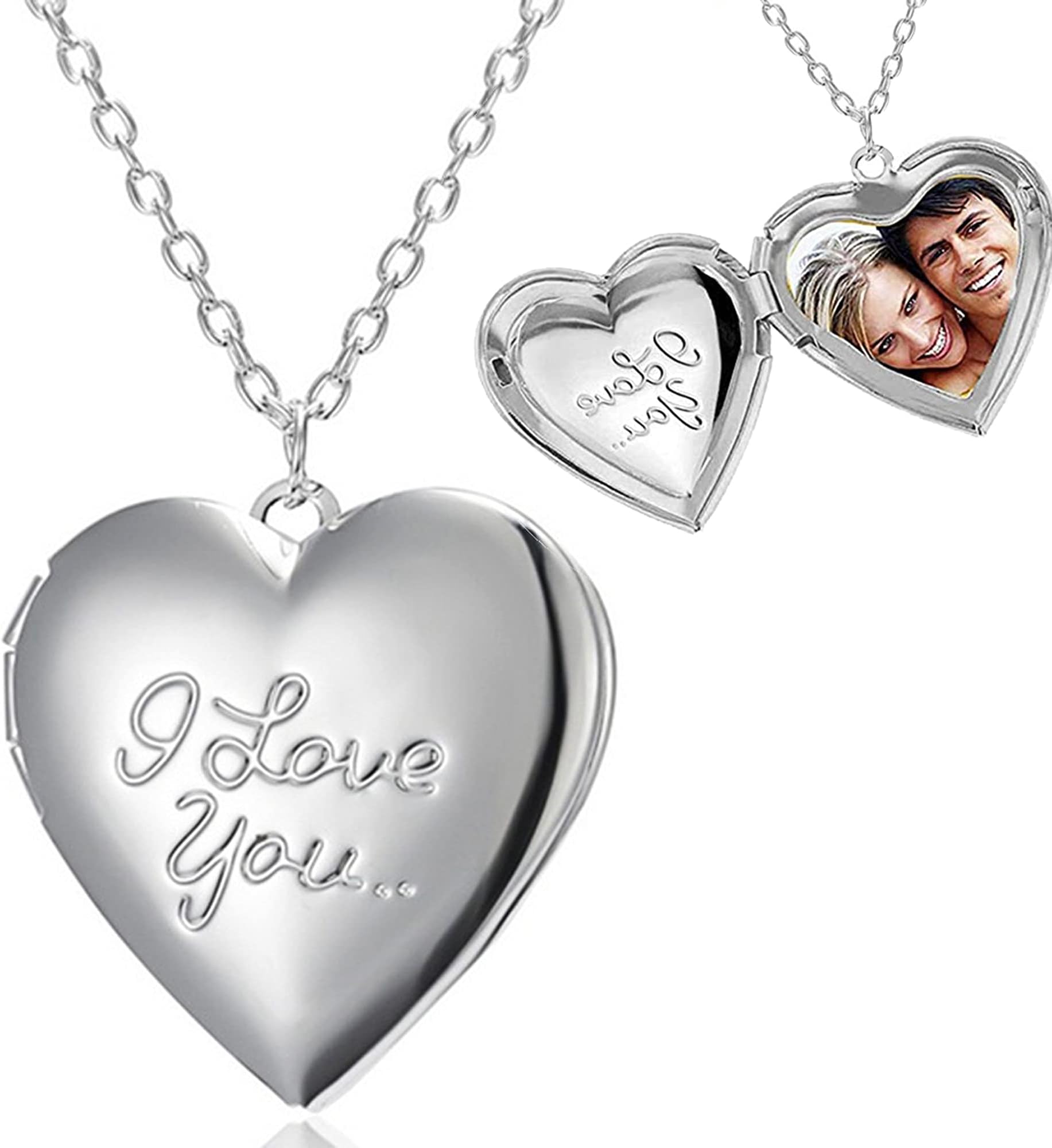 Via MazziniWhite Gold Plated Openable Heart Memory Photo Locket Pendant for Women And Girls (NK0459)