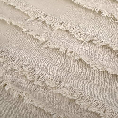 Miniatura 6 de GYROHOME Paquete de 2 fundas de almohada de algodón y lino, fundas de cojín decorativas, diseño de borlas, fundas de cojín modernas con flecos