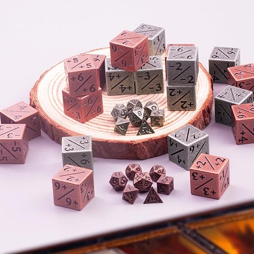 Vista 4 de MTG - Juego de dados de metal MTG, dados de 6 lados, 24 piezas, más 14 piezas de dados de mazmorras y dragones, accesorios adecuados para MTG