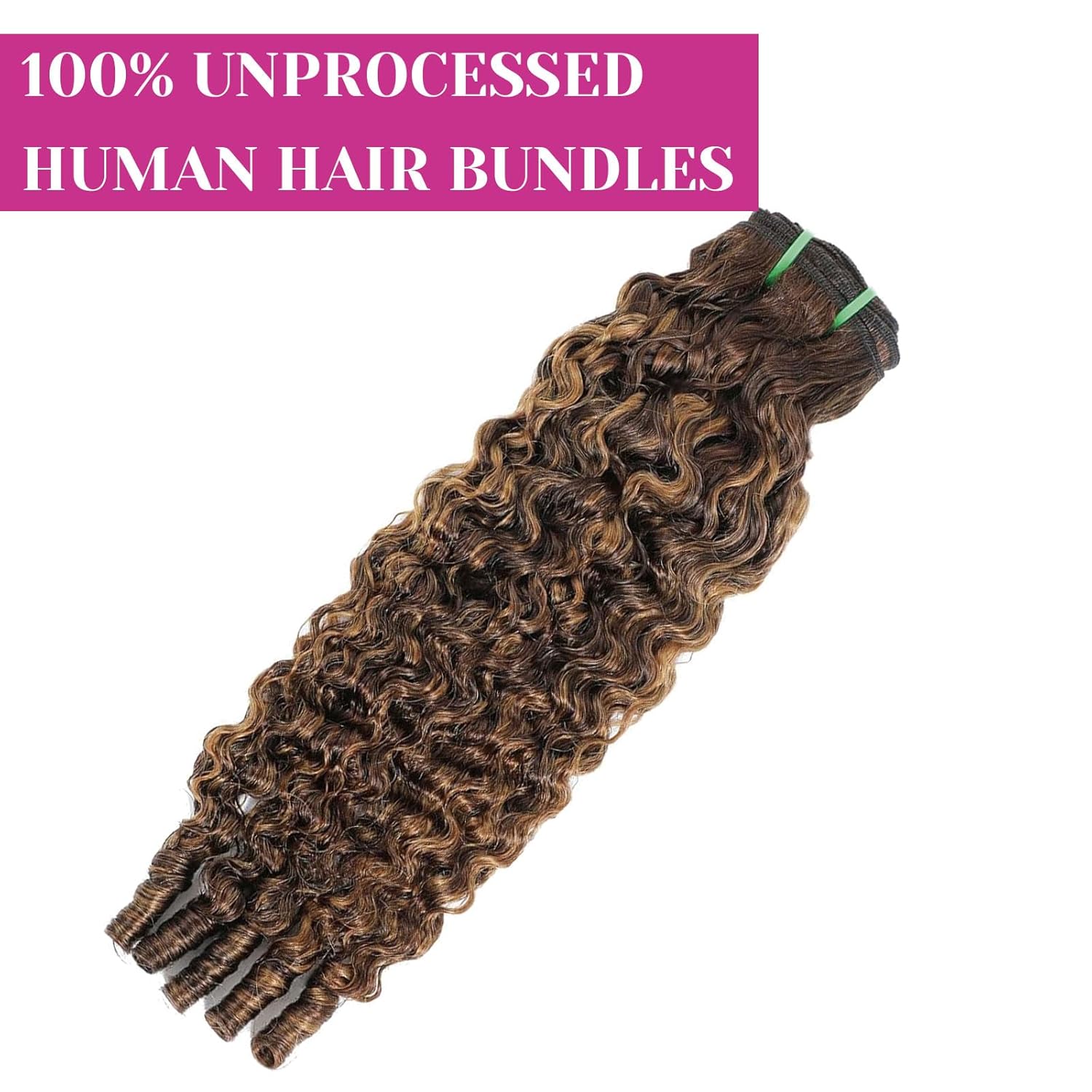 P4/27 Ombre Human Hair Bundles Brazilian Virgin Hair, 1 Bundles 18 Inch Brown to Honey Blonde Highlights Straight Body Wave Human Hair Weave, Unprocessed Remy Hair Extensions for Black Women
