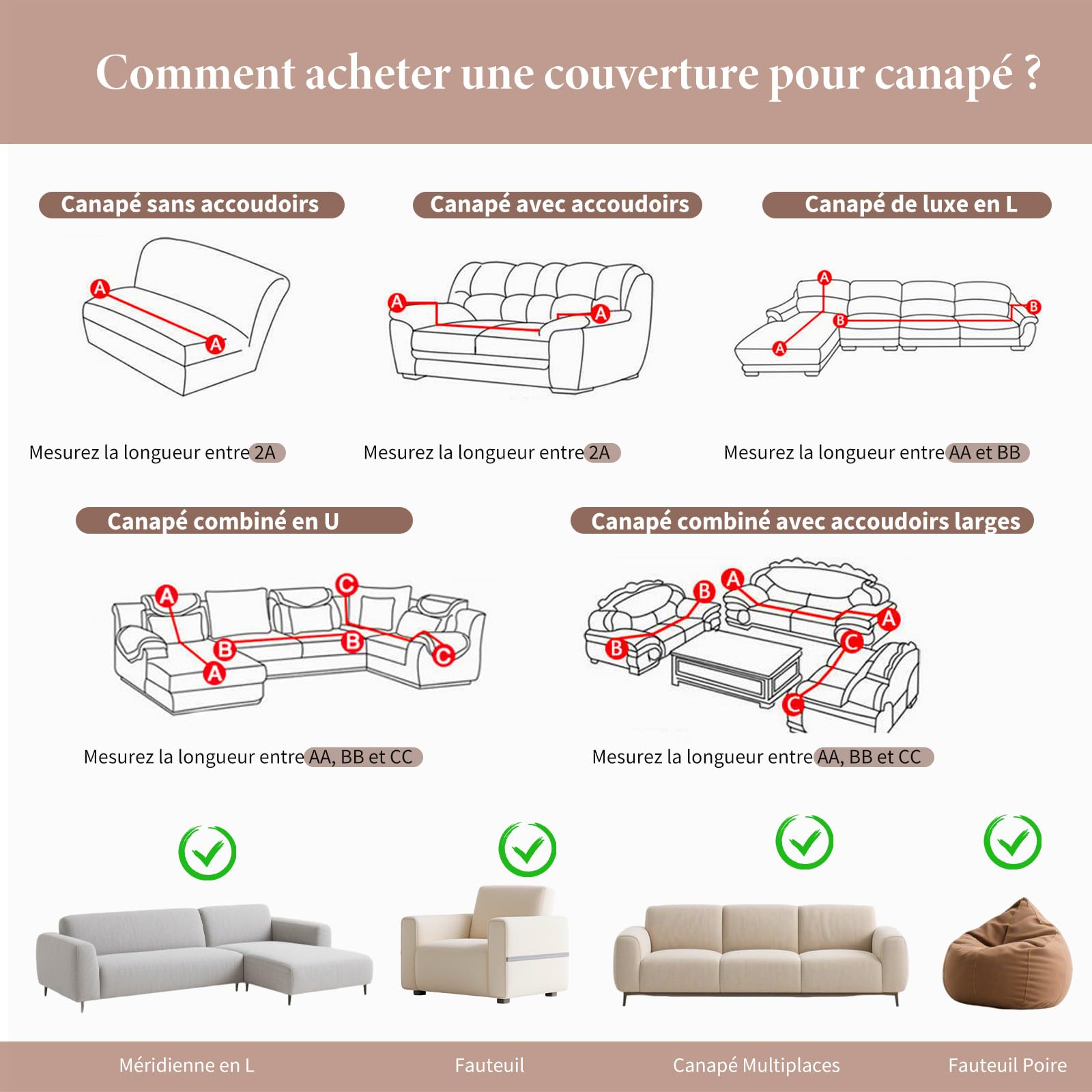 Jeté de Canapé, Protection Sofa, Housse de canapé Respirante et Douce pour la Peau, Plaid Canape Grande Taille, Cadeau Parfait Et Chaleureux 180 * 360cm-Beige