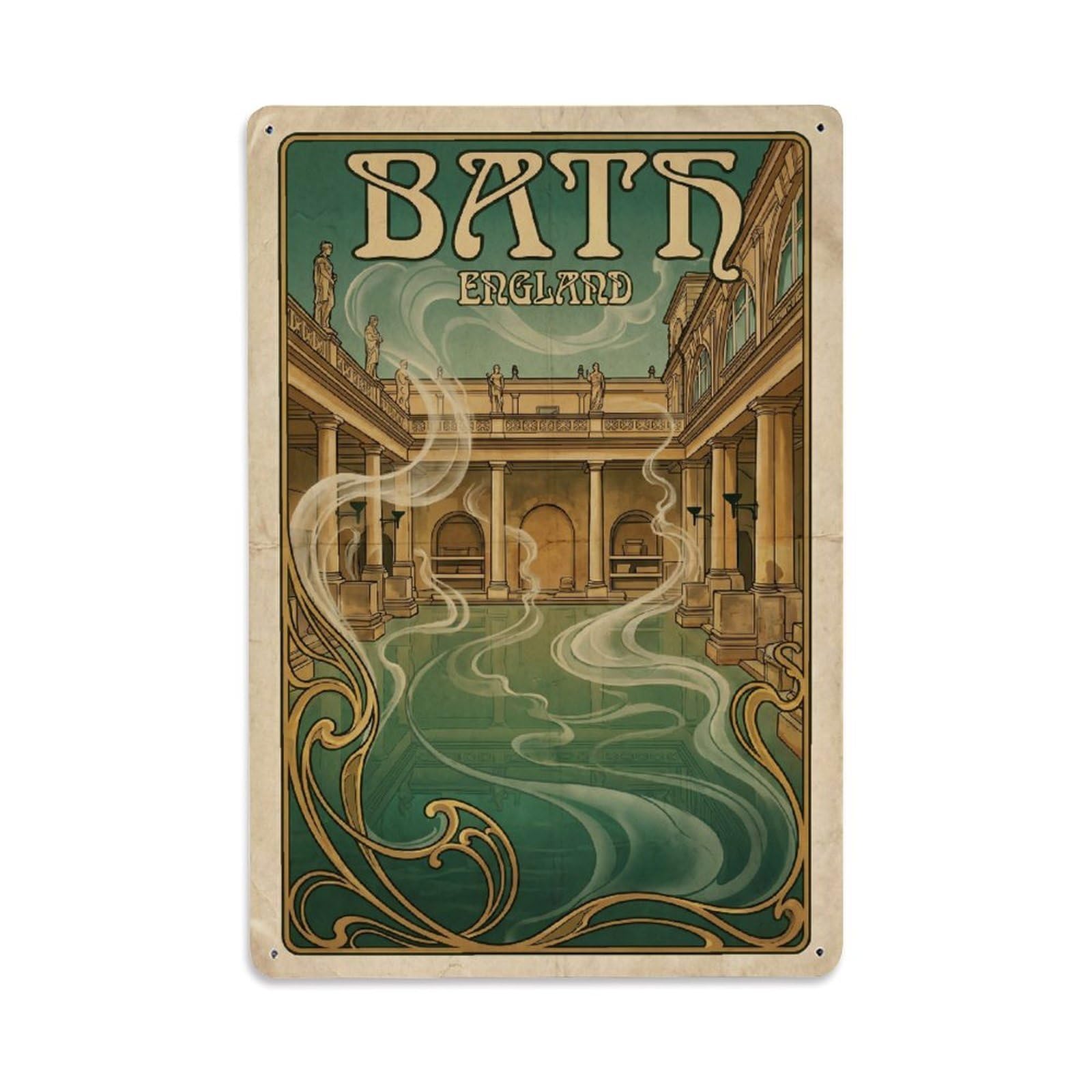 England Bath Travel Retro Metal Tin Sign