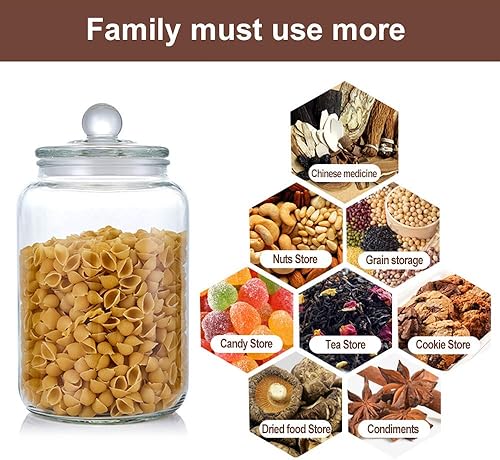 Miniatura 9 de Tarros de vidrio de 100 onzas, tarro de caramelo con tapa para el hogar, tarros transparentes de grado alimenticio (paquete de 2)