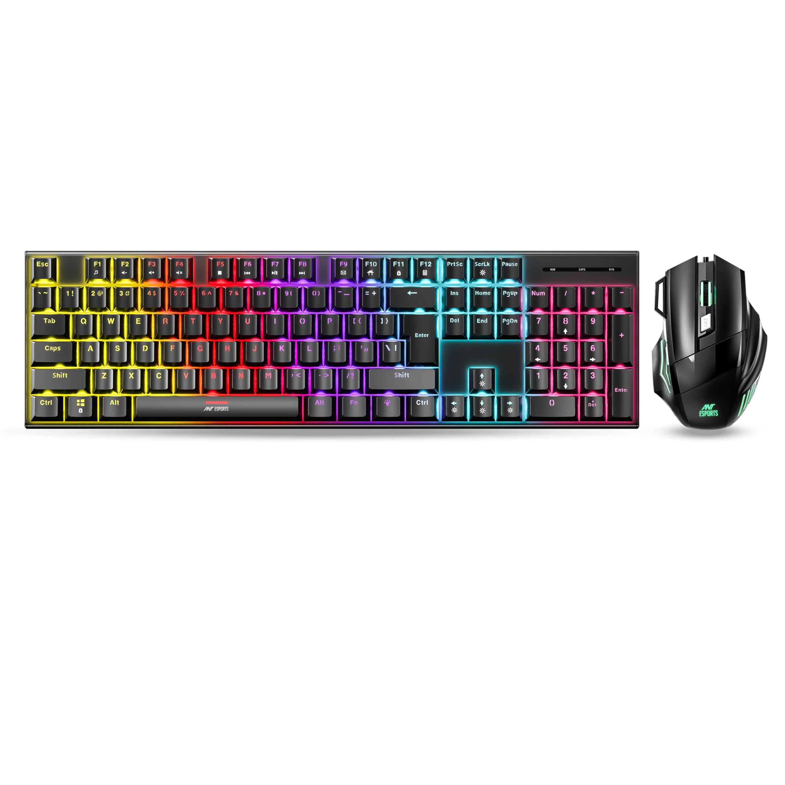 Ant Esports Thunder 30 Wired Mechanical Gaming Keyboard Mouse Combo Ergonomic Full-Sized 25 Anti Ghosting Keys, 3600 DPI 7 Colour Mode Wired Gaming Mo...