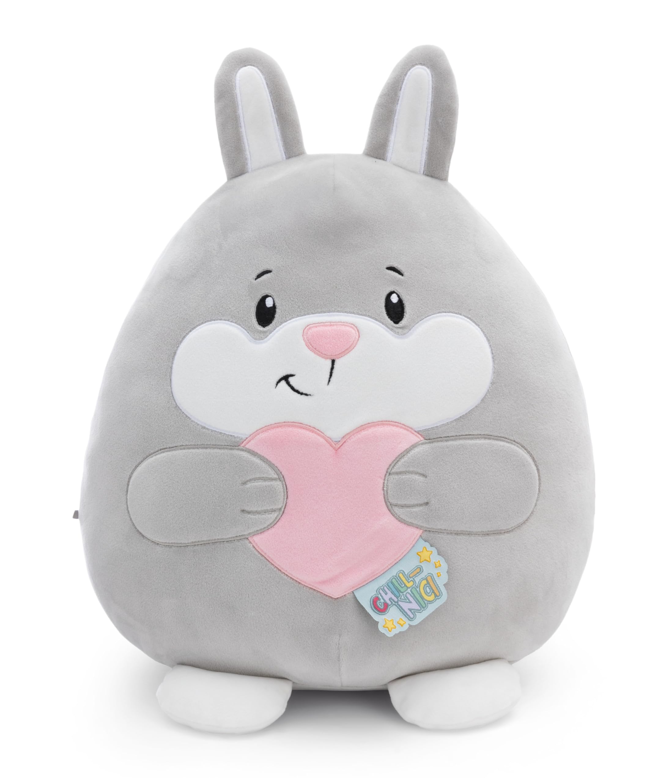 NICI Soft toy Chill rabbit with heart 20cm - grey - Fluffy plush, cute to cuddle and play with, for children & adults, great gift idea | 61794