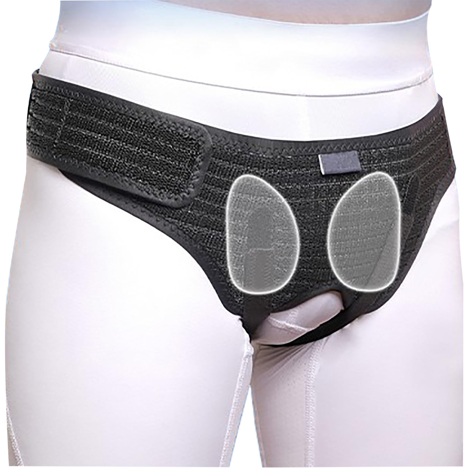 Hernia Inguinal Hombre, Ajustables Faja de Hernia Inguinal (Izquierda O Derecha), 2 Almohadillas de Compresión Extraíbles para Uso Diario Durante La Recuperación Posoperatoria (Negro, Grande)(Large)