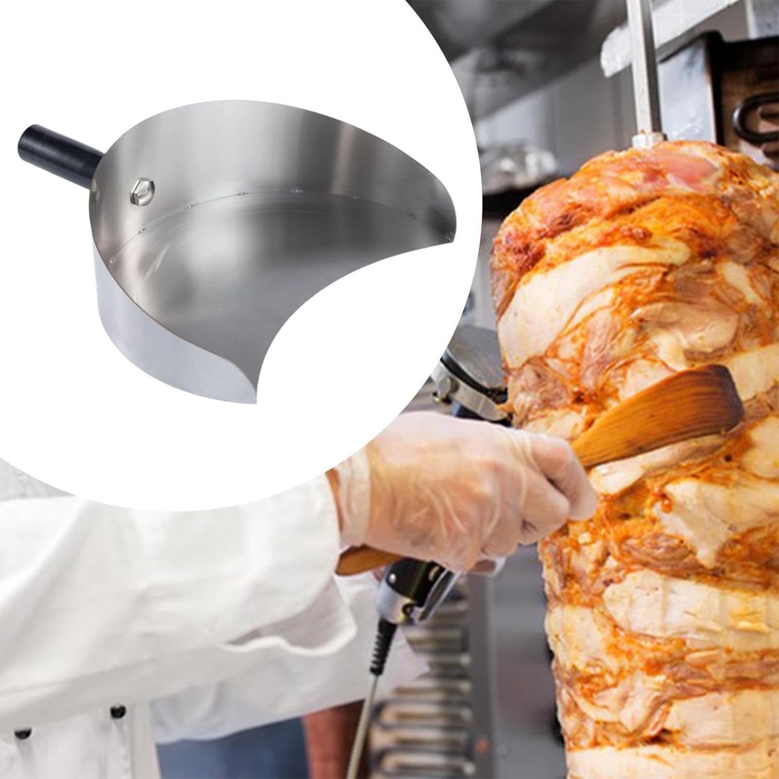 Pala de mano Kebab d0ner – Recolector de carne de acero inoxidable 2025 | d0ner Gyros pala Pan | Asador para parrilla Gyro d0ner Kebab, barbacoa, Shawarma resistente y ligera