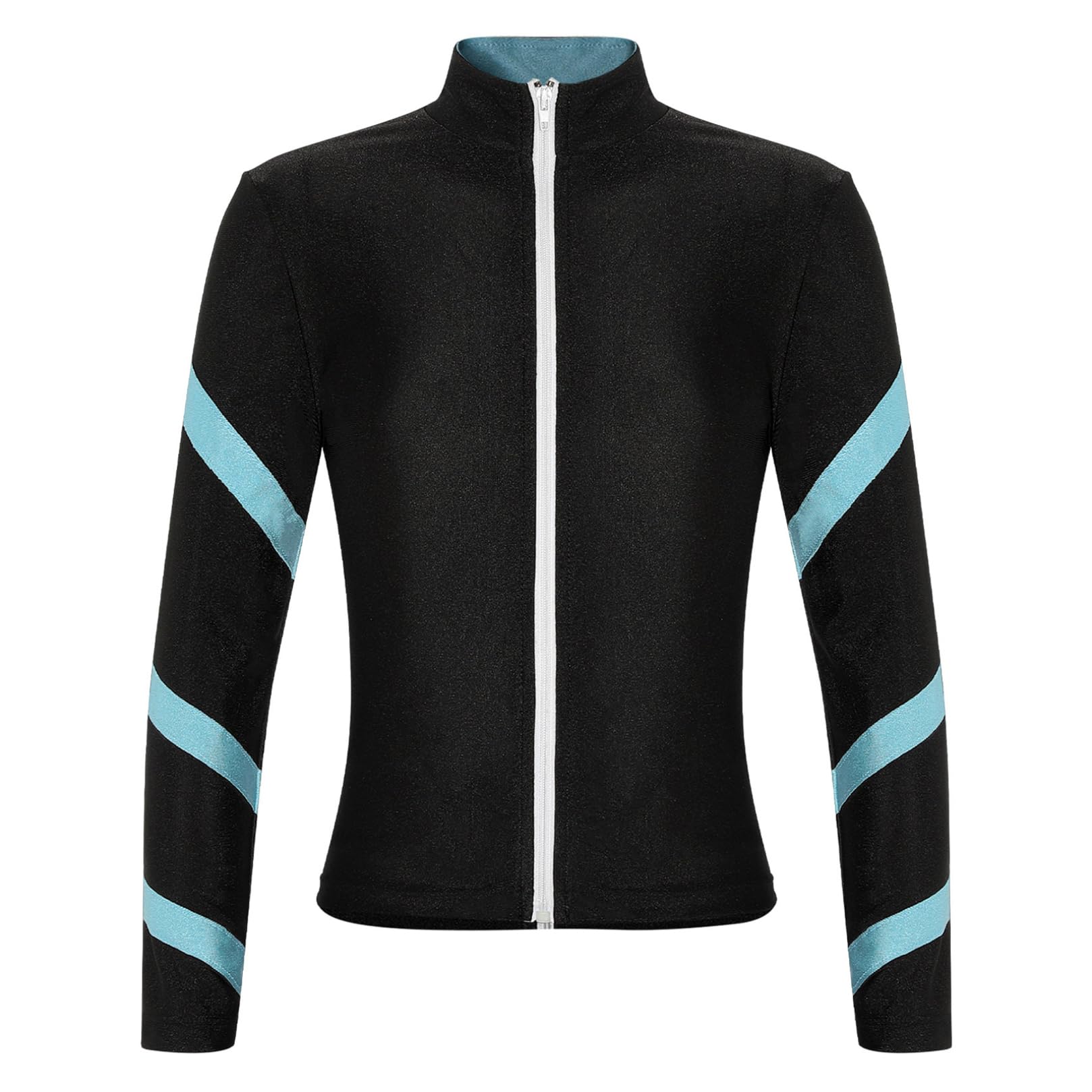 RUNQHUI Enfant Fille Veste Polaire Chaud Manches Longues Manteau Zippé Tenue Patinage Artistique Gymnastique Danse Sport 5-16 Ans Bleu 5-6 Ans