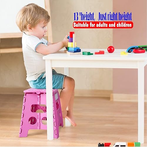 Miniatura 209 de Acko. Taburete plegable de 13 pulgadas de alto, resistente, para niños y adultos, cocina, jardín, baño, taburete con escalón. Blanco,Negro