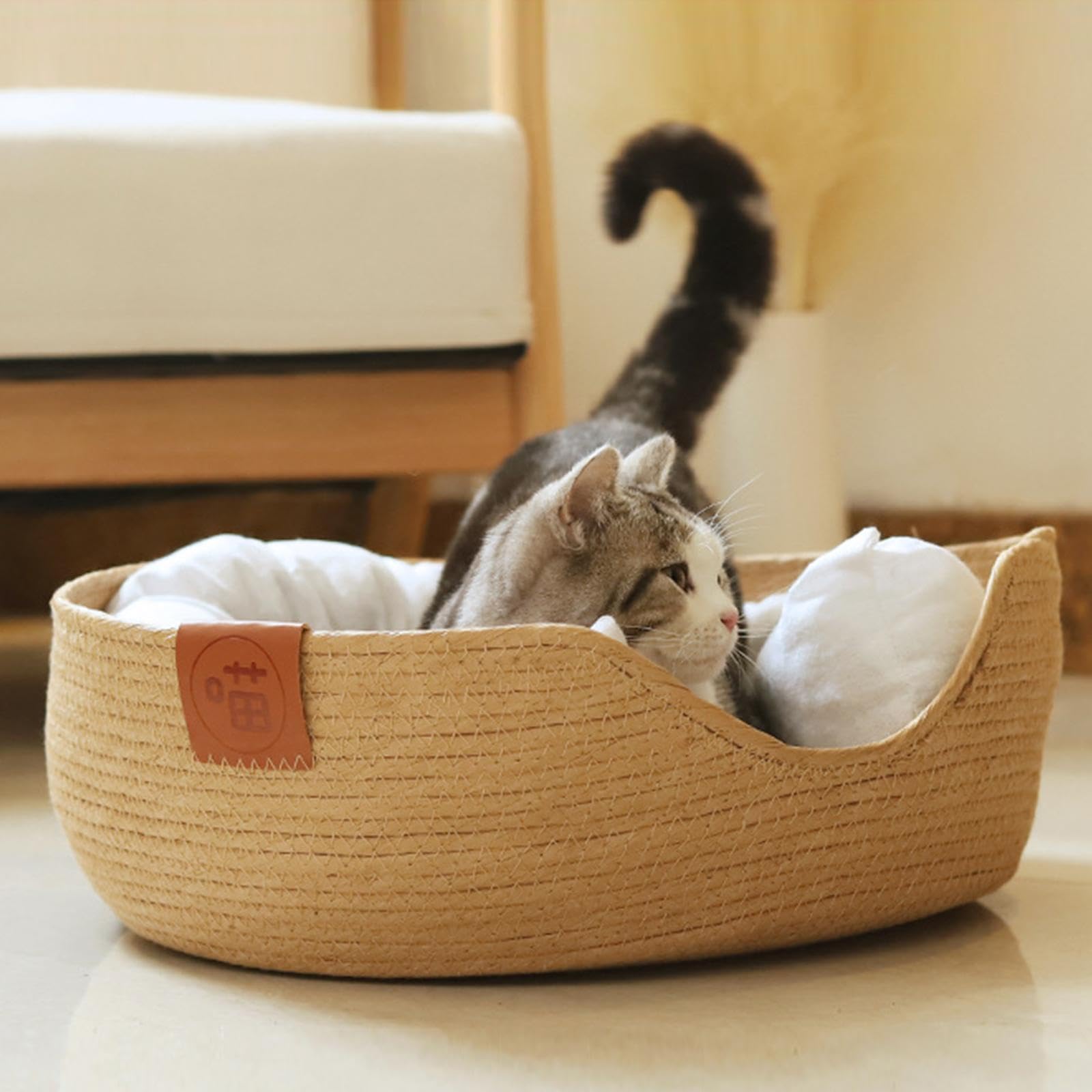 UJEAVETTE Cat Bed Basket Wear Resistant Household Handmade Nest Cat Scratching Baskets Open L (B0CYH9D7XW) Amazon Price History, Amazon Price Tracker