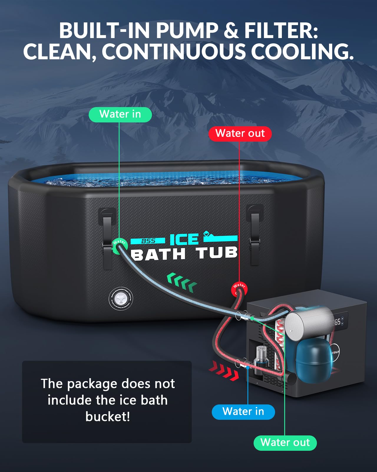 BAOSHISHAN Enfriador de agua para baño de hielo 1/3 HP, rango de ajuste de temperatura 0-50 ℃, con filtro y bomba integrados