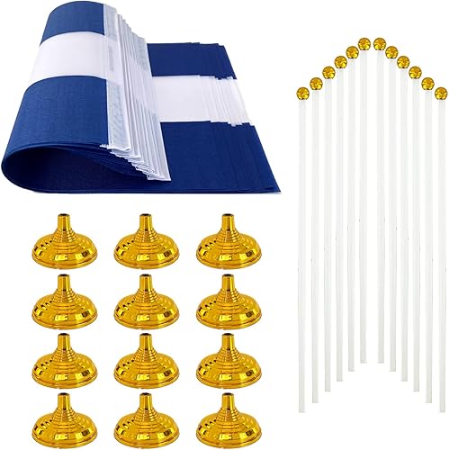 Miniatura 3 de WXTWK Paquete de 12 banderas de escritorio con la bandera de Salvador, pequeñas banderas de mesa de El Salvador con base de soporte, decoración de