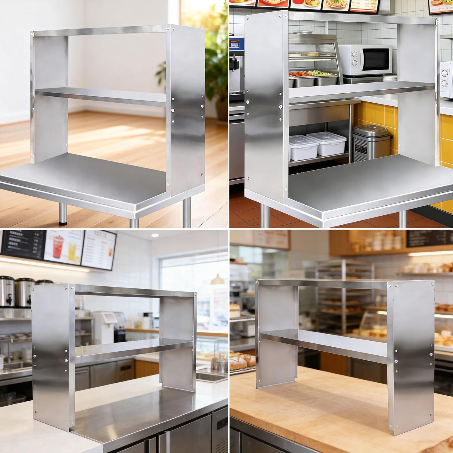 Multi-Tier Stainless Steel Workbench Countertop Stand with Adjustable Shelves Worktable Features an Operational countertop with Side Panels(L80XW30XH80CM/31.5X11.8X31.5”)