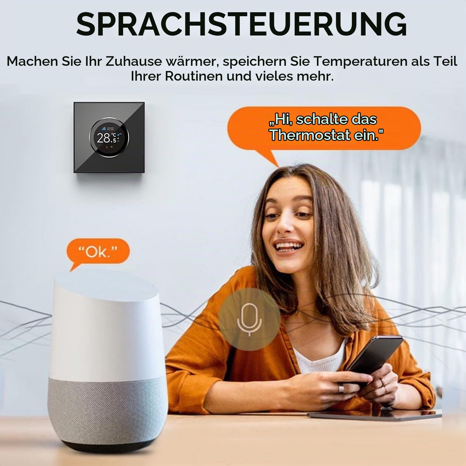 WiFi Smart Thermostat Temperaturregler, Wöchentlich Programmierbare Tastensteuerung/Mobile App/Sprachsteuerung, Kompatibel mit Tuya App – für Warmwasserbereitung 3 A