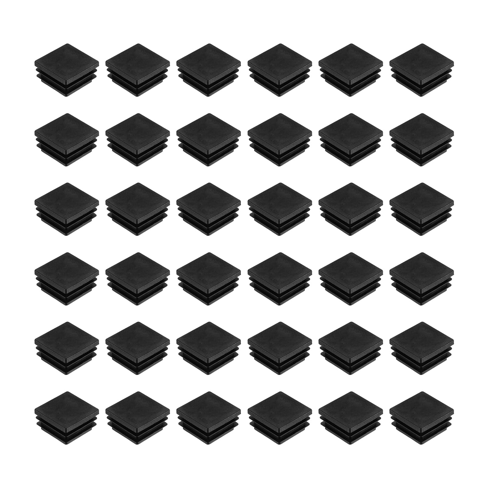 uxcell 32Pcs Square Plastic Plugs, 35 x 35mm/1.38 x 1.38inch PE Pipe Tubing End Caps for 28-33mm/1.1-1.3inch Square Tube Furniture Chair Leg, Black