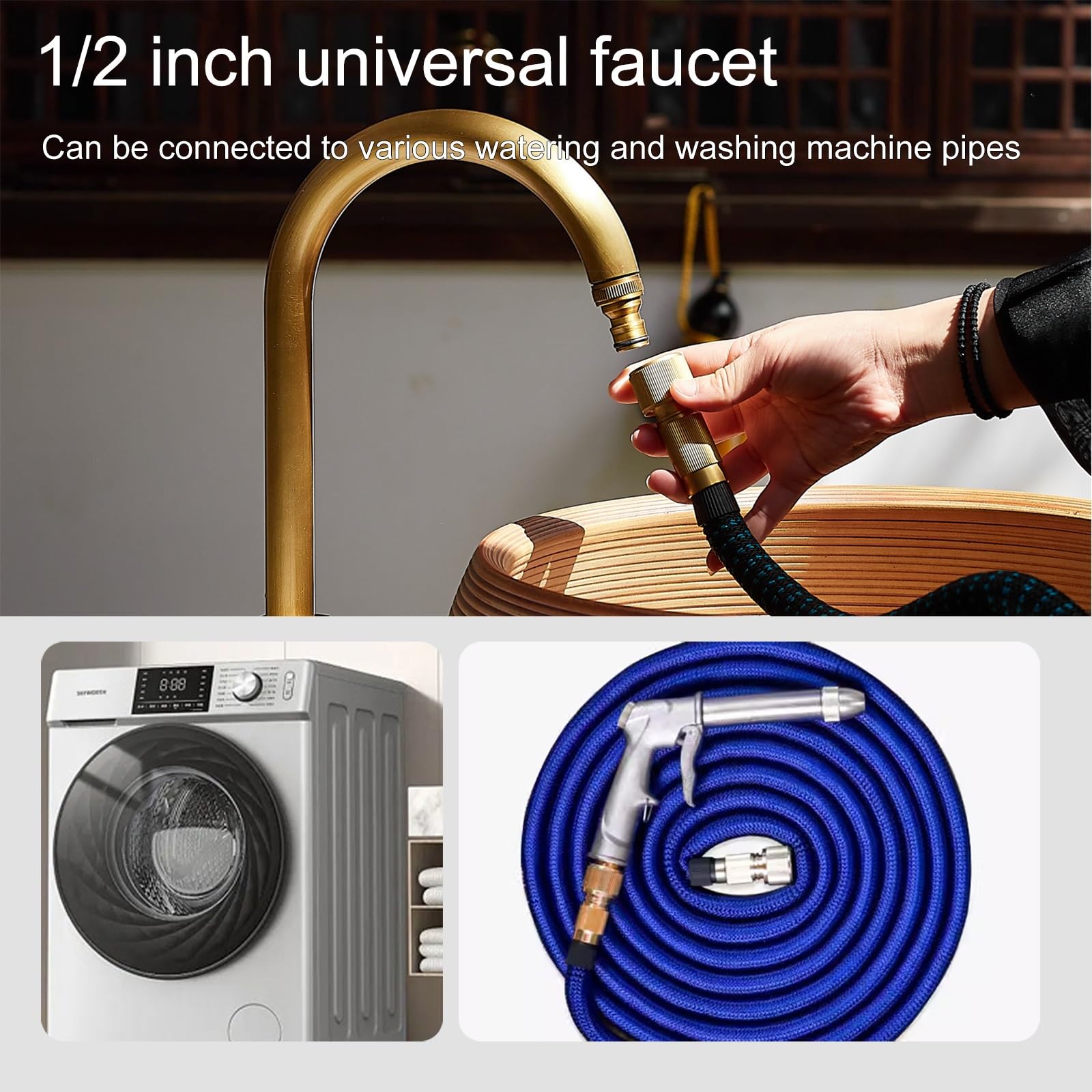 Colonna d'Acqua da Giardino autoportante con Rubinetto Tubo dell'Acqua antigelo per Esterni Idrante Verticale pour L'irrigation et L'arrosage du Jardin(Black)