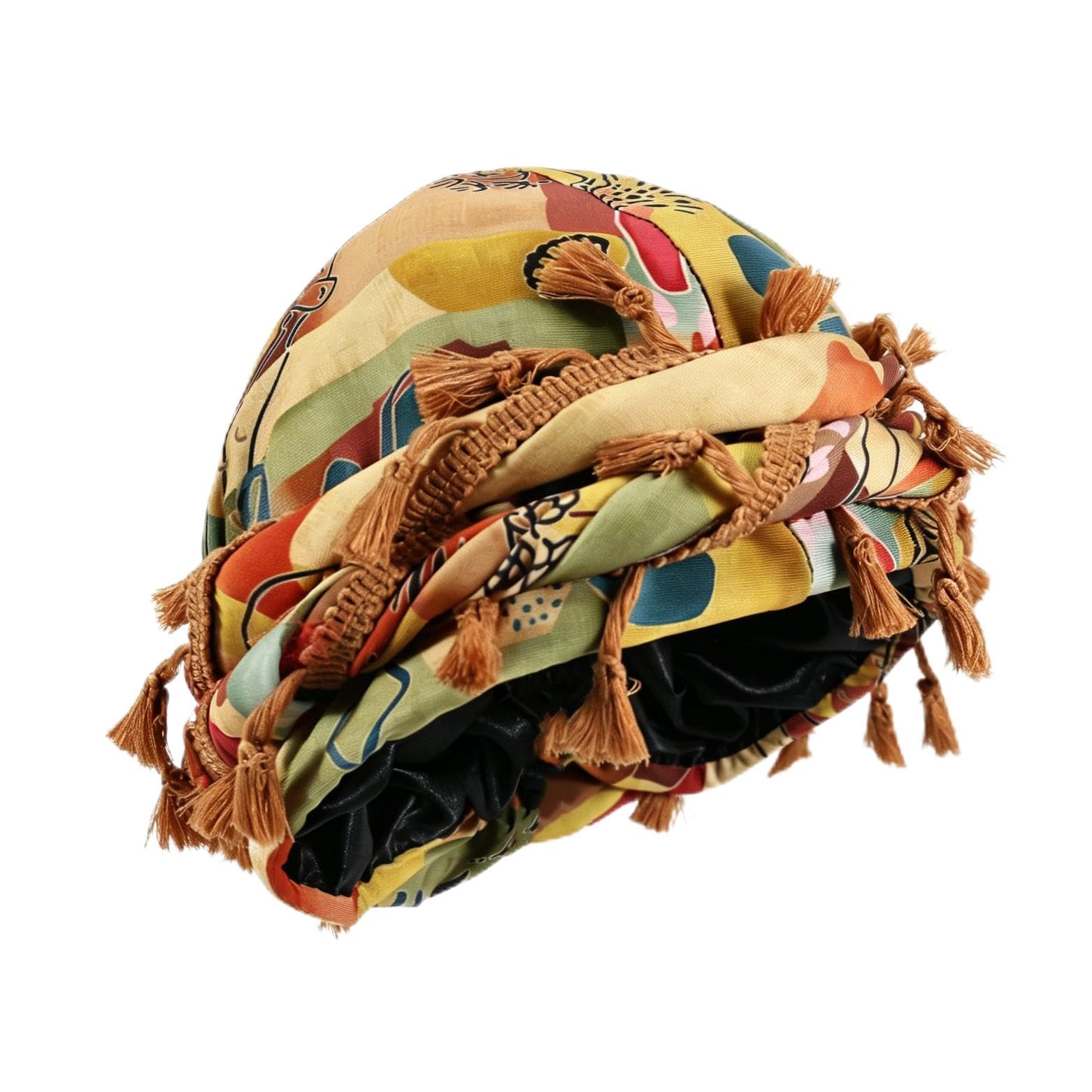 Gturytr Turban for Men Vintage Twist Head Wraps Durag Satin Lined Halo Turban for Women Modal and Satin Scarf Tie