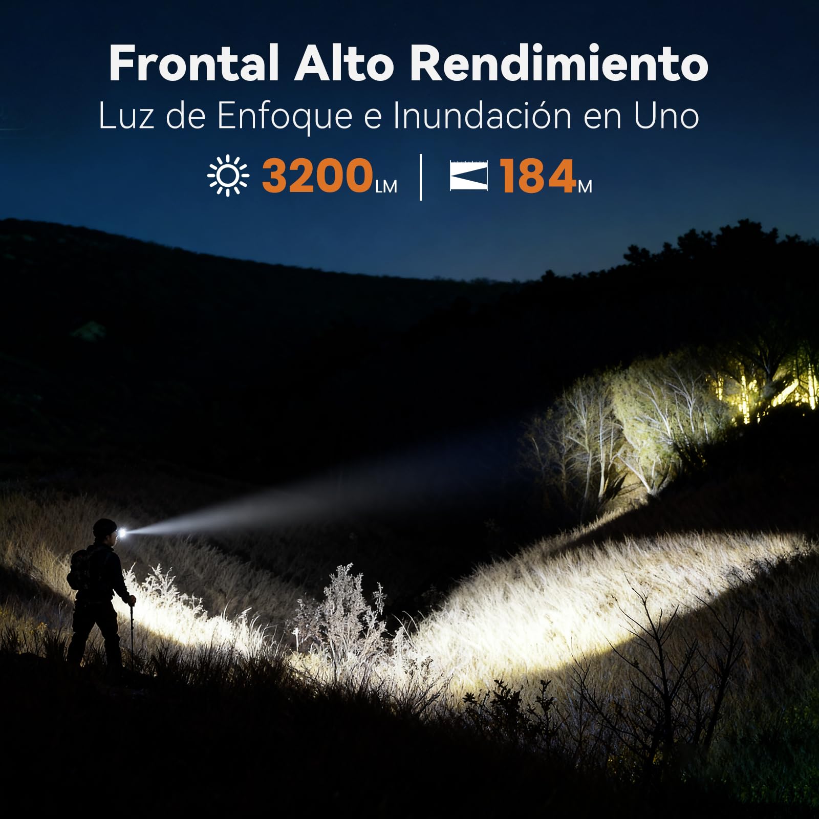Sofirn HS43 3200LM Linterna Frontal con Luz Roja, Luz Inundada, LED Recargable IPX6 TYPE-C, Linterna Principal para Camping, Senderismo, Pesca, Trabajo y Deporte