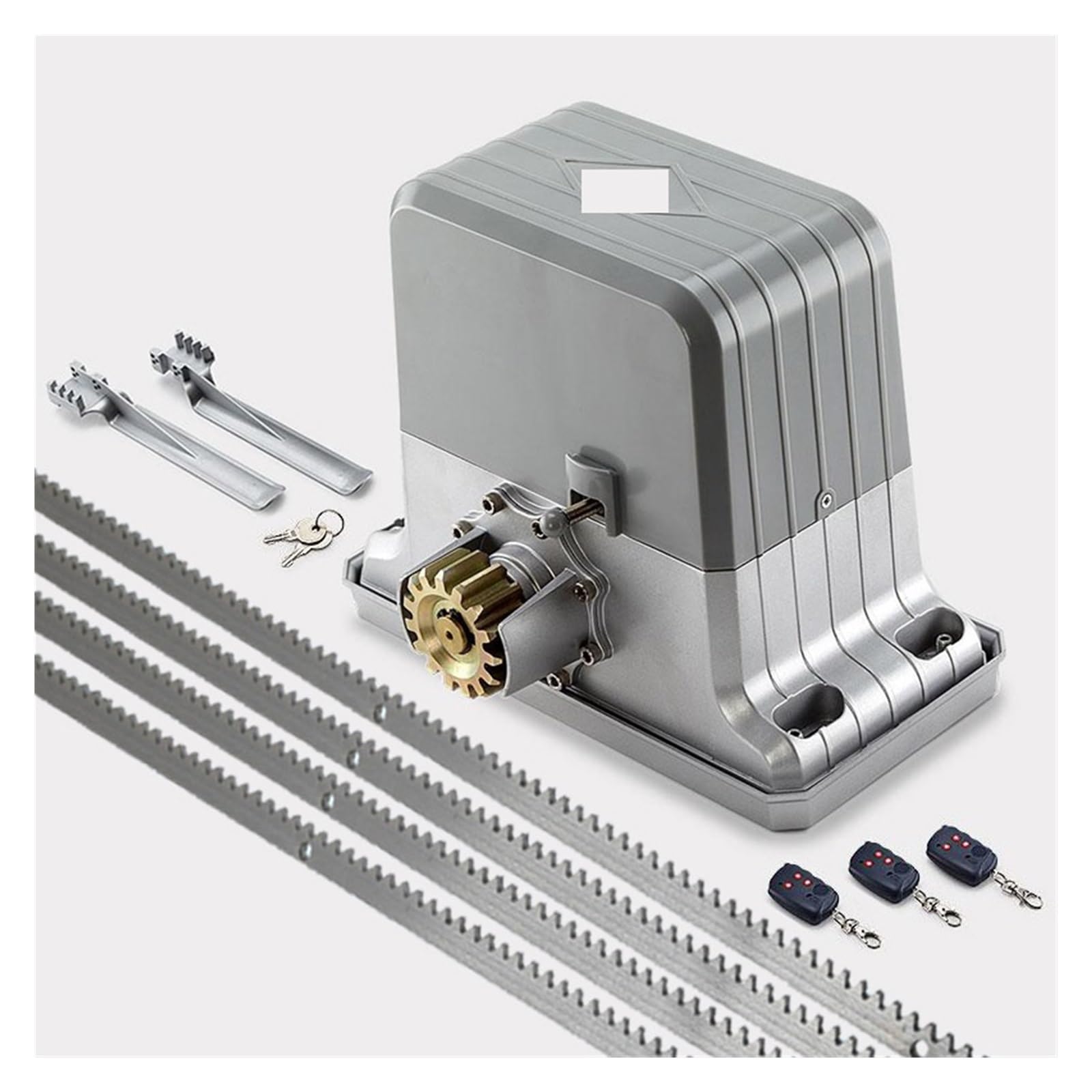 Automatic Gate Opener, 1800KGS Automatic Sliding Gate Operator of AC220V/110V Motor As Door Closer Engine(Sensor,Button,lamp, Optional)(Kit 2)