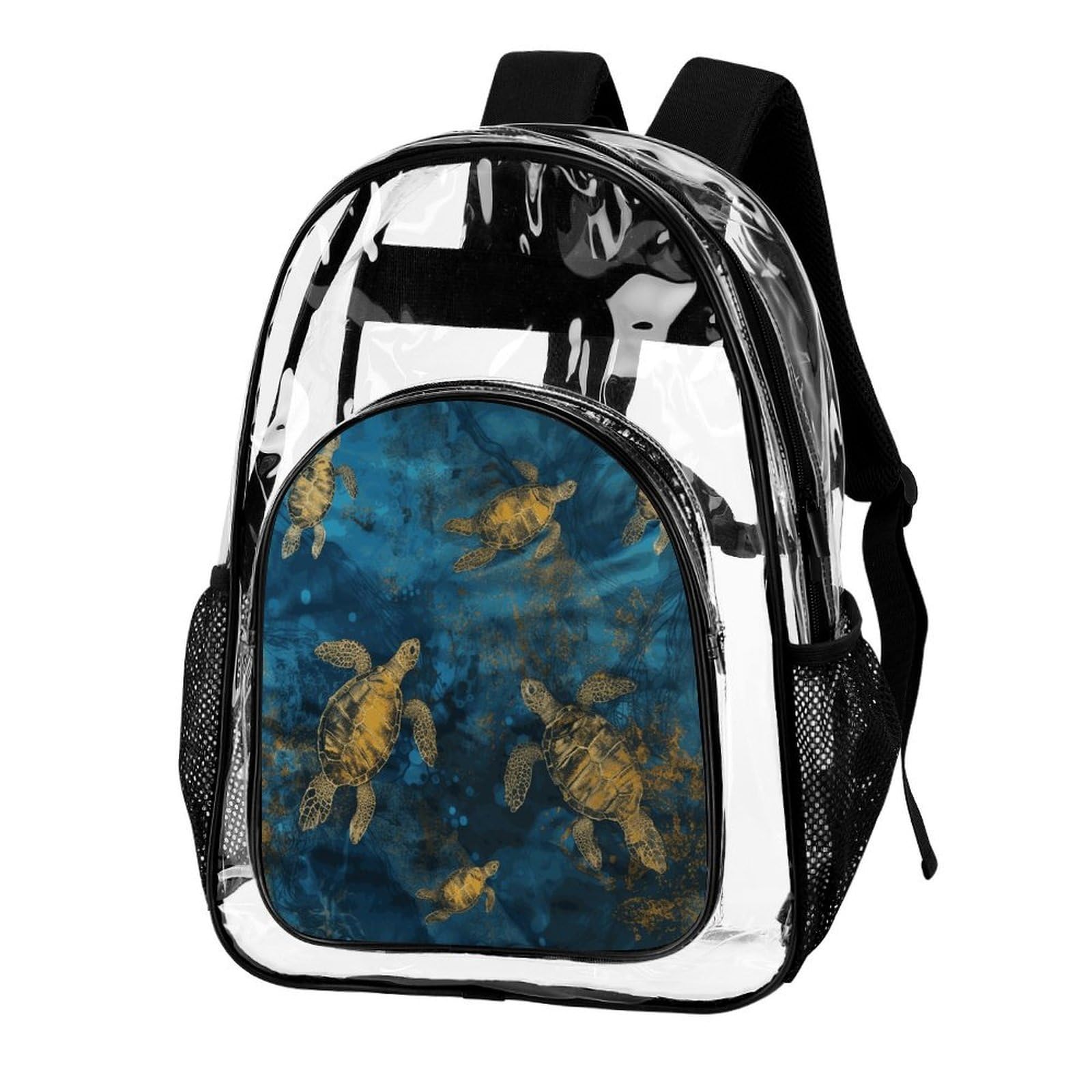Sea Turtle1 transparenter Rucksack, groß, transparent, PVC, Büchertasche für Sicherheit, Arbeit, Reisen, Stadion
