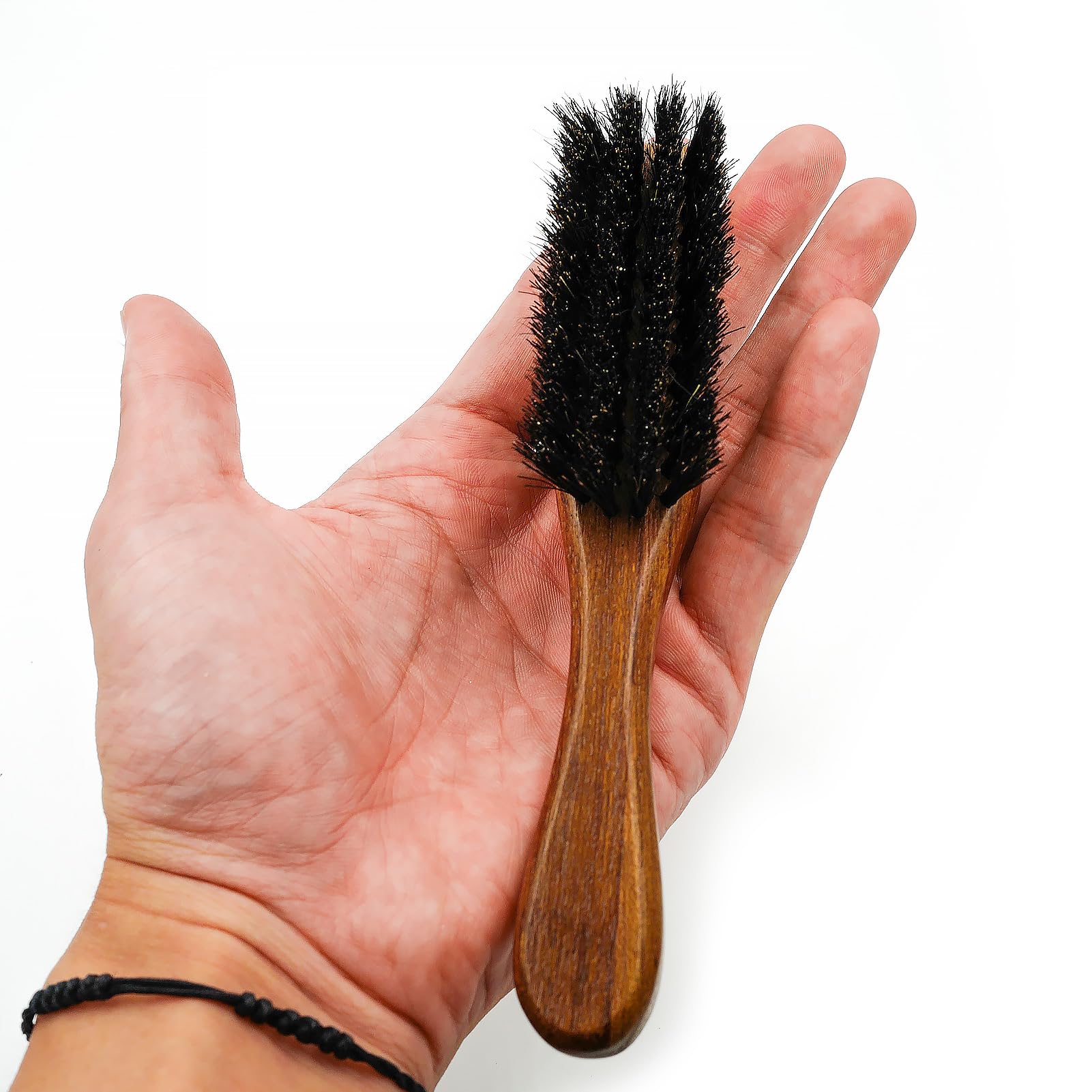 Piccola spazzola da barba con manico per uomo, spazzola da viaggio con setole di cinghiale (serpente)