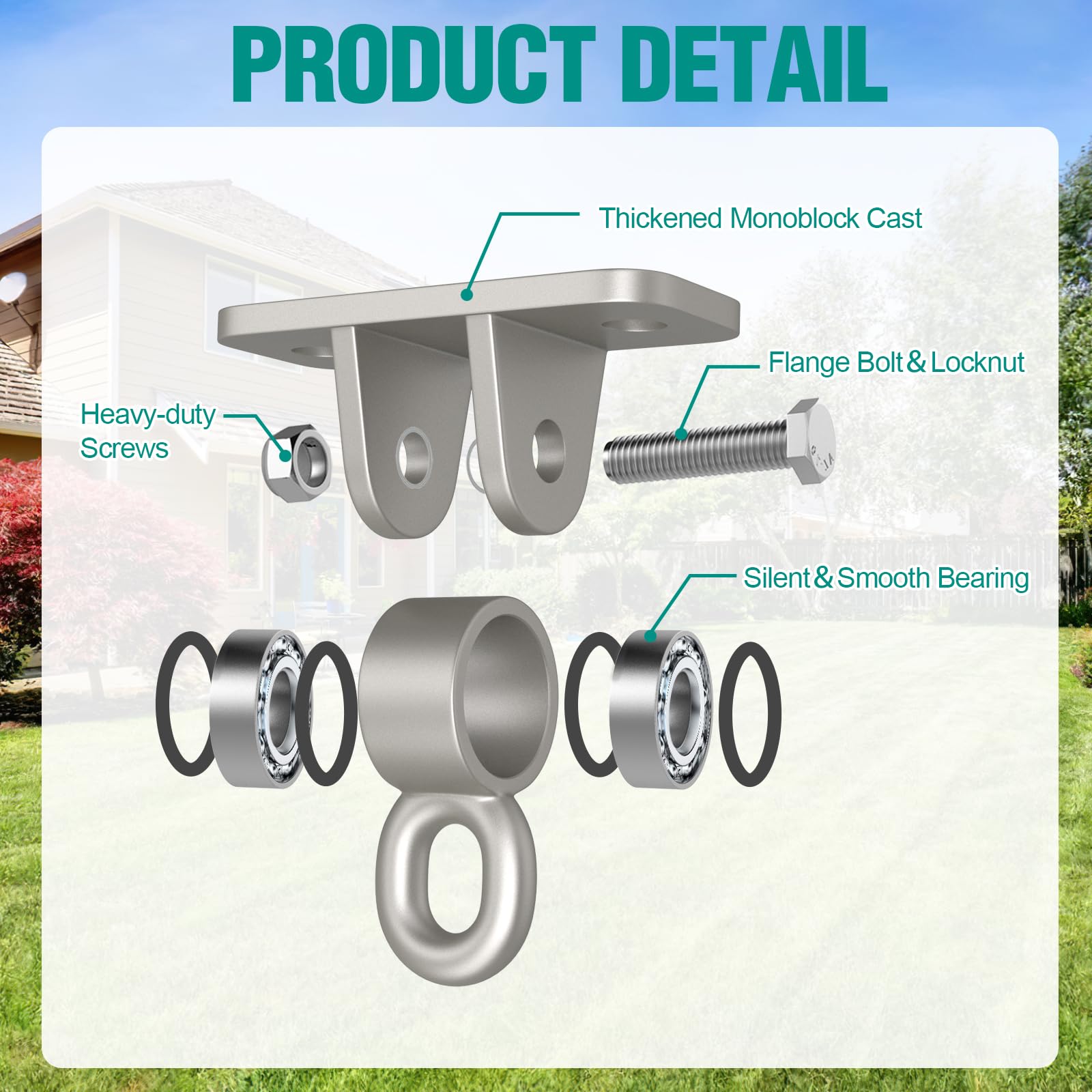BETOOLL Ganci per Altalena con Cuscinetti, Kit Pesante per Altalena da Veranda per Appendere per Parco Giochi all'aperto, Albero, Montaggio a Soffitto per Interni, Staffe, Ganci per Amaca da Yoga