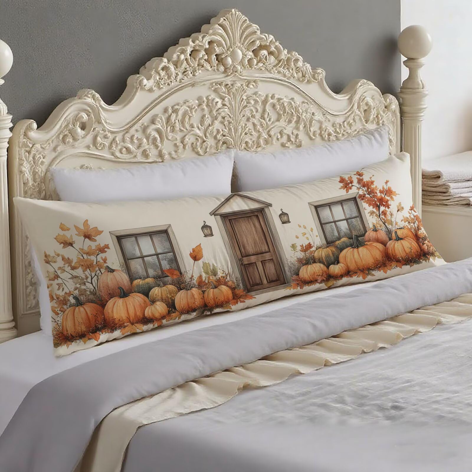 Housse traversin 40x140 automne citrouille pour sublimer votre lit et salon