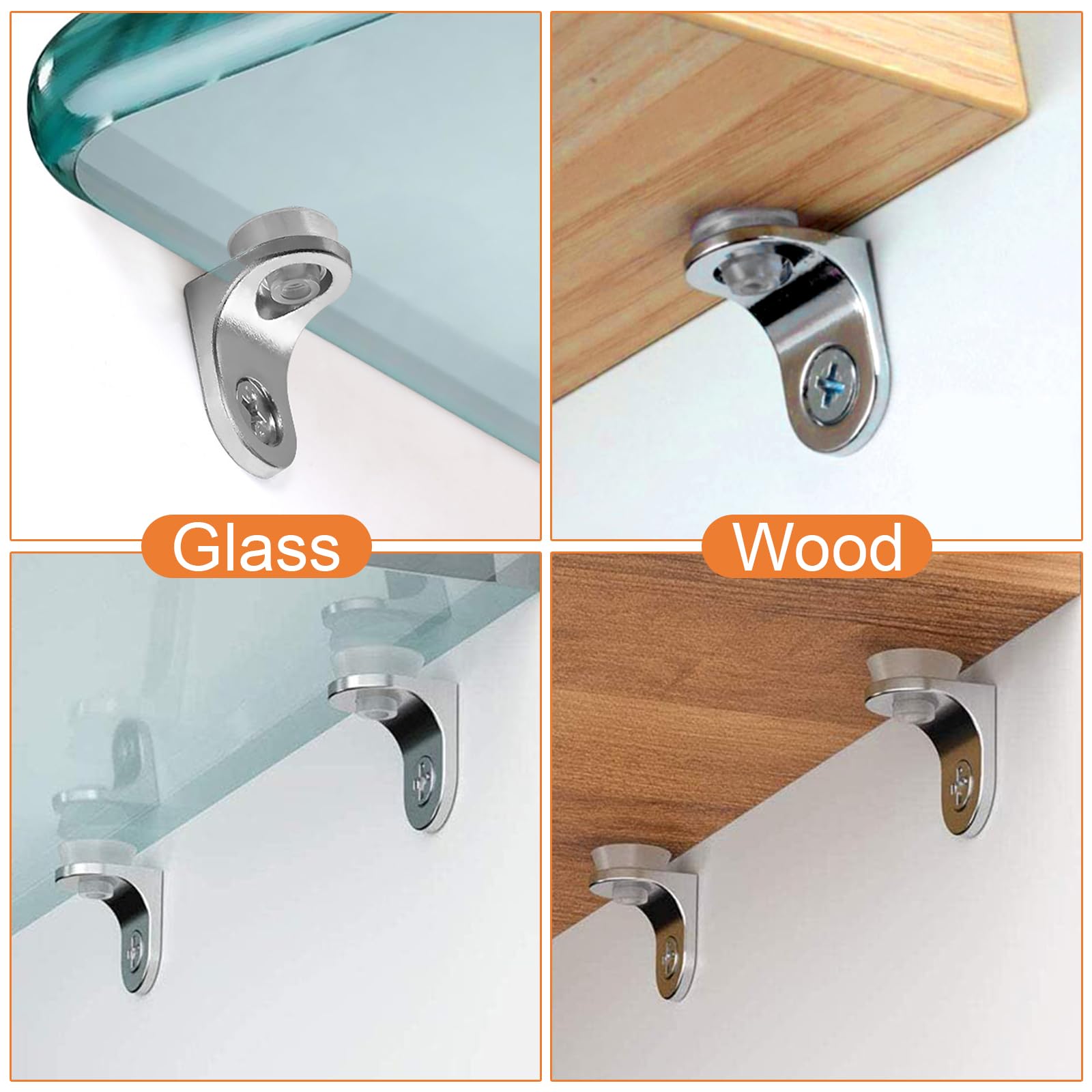 Supporti Per Mensole In Vetro - Set 10 Pezzi Con Viti | Angolo Retto Per Mobili - Foto 11