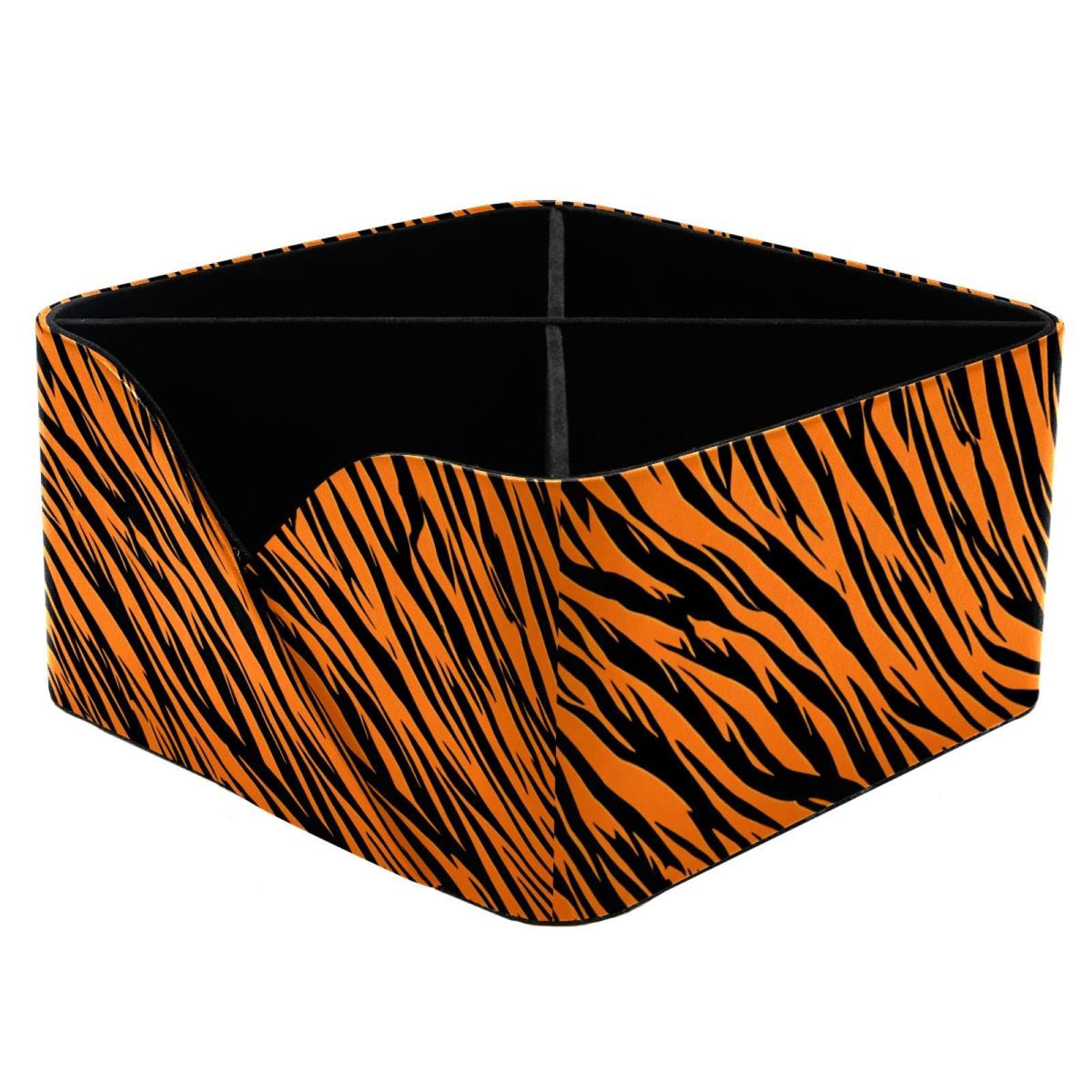 Boîte de rangement polyvalente : classez vos essentiels avec ce panier zébré orange