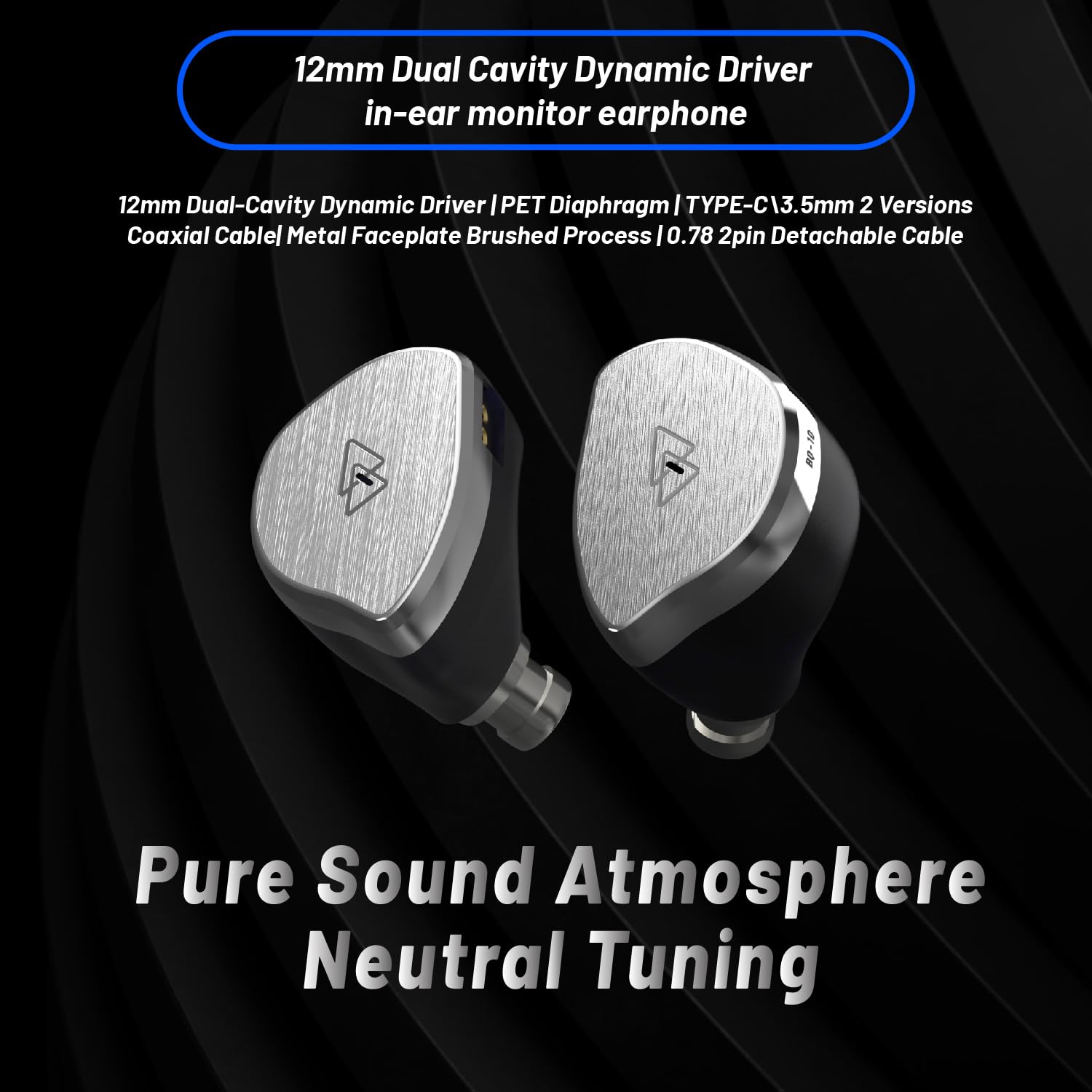 BQEYZ Écouteurs intra-auriculaires filaires BQ10, pilote dynamique de 12 mm