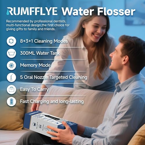 RUMFFLYE Water Flosser for Teeth Cordless Water Pick 4 Modes 12 Levels - 3