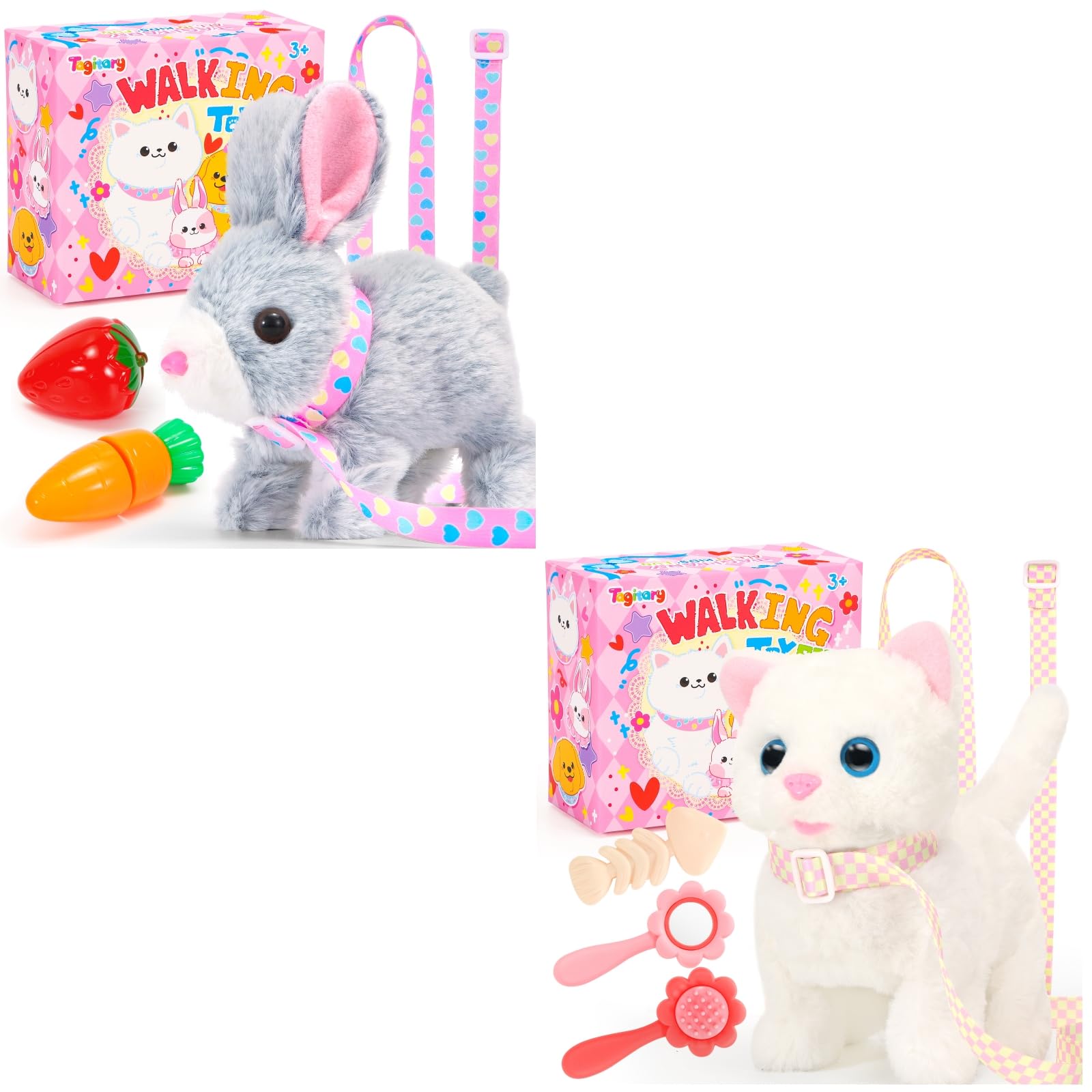 TagitaryPlush Bunny and Cat Toy for Kids