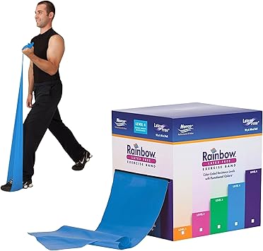 Norco Rainbow Resistance Band Roll 50 Yard Dispenser Box | 5 Levels - Latex-Free, Non-Slip Exercise Band with No Powder or Odor | Physical Therapy, Rehab & Exercise Gyms