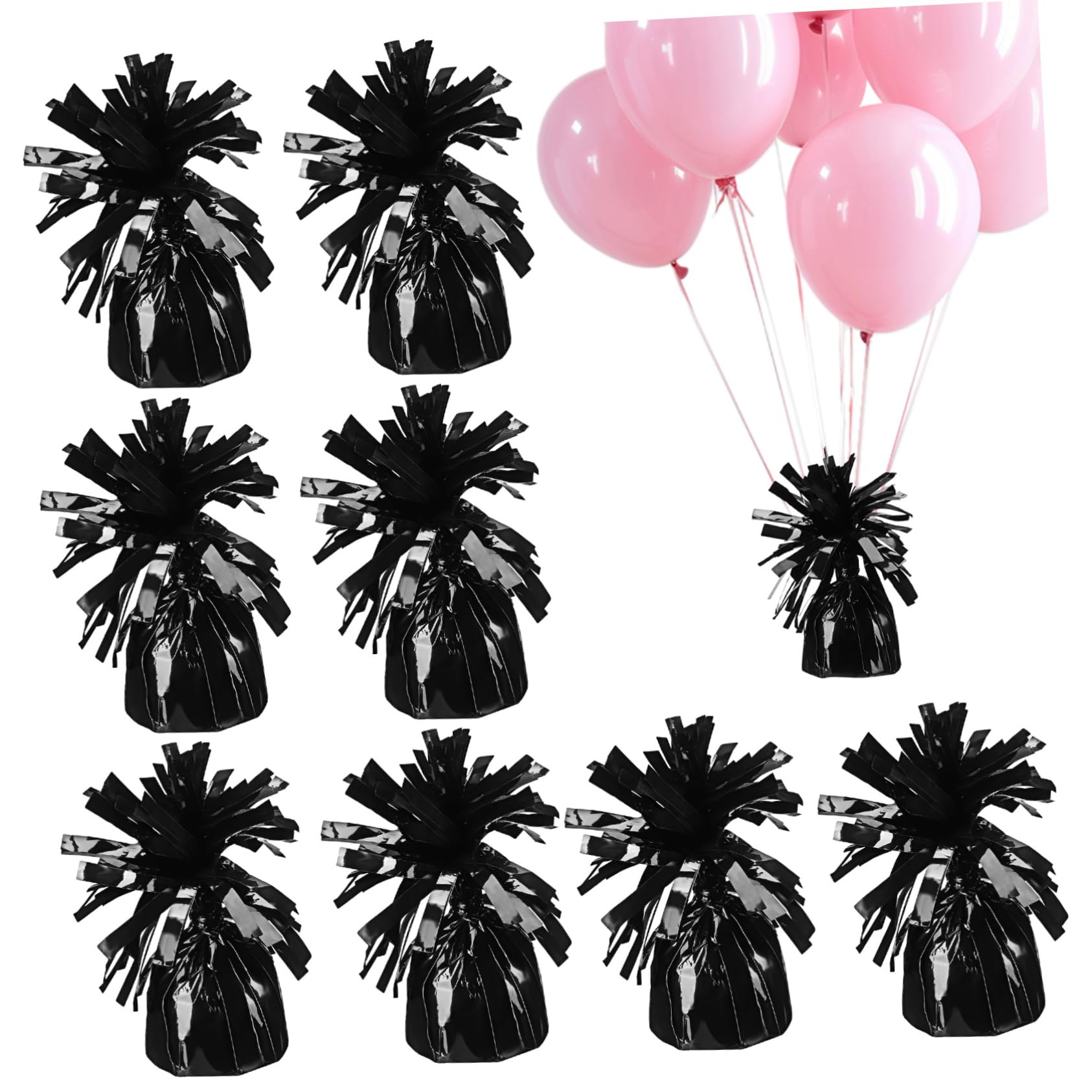 Pesetti per Palloncini, 8 Pezzi in Pet Nero, Resistenti ai Danni, Facili da Usare, per Matrimonio e Festa, Design Compatto e Lucido