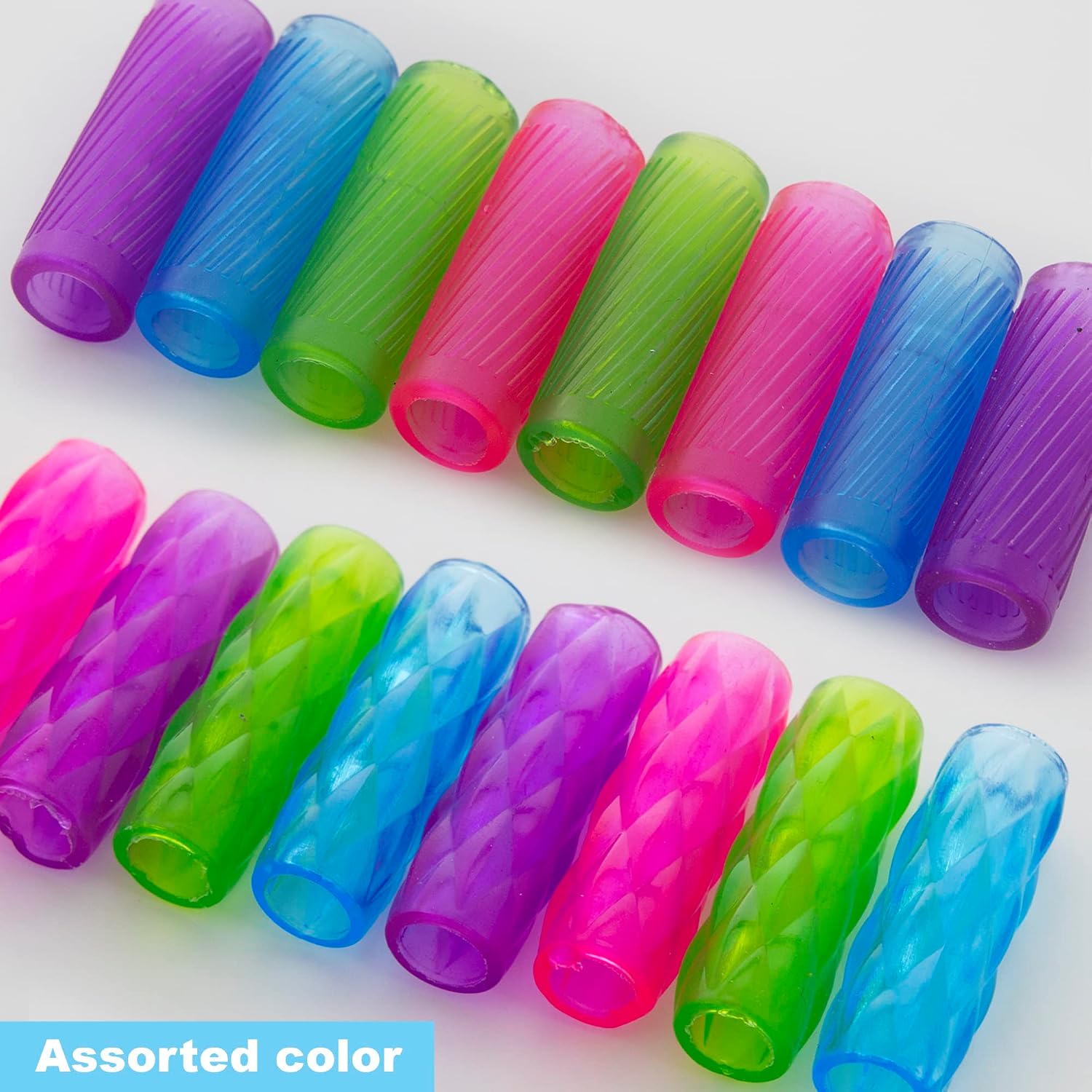 BAZIC Pencil Grip Soft Gel Pen Grip, Ergonomic Training Gripper for Righties Lefties, Comfort Grips for Adult Kids, Assorted Color (8/Pack), 2-Packs