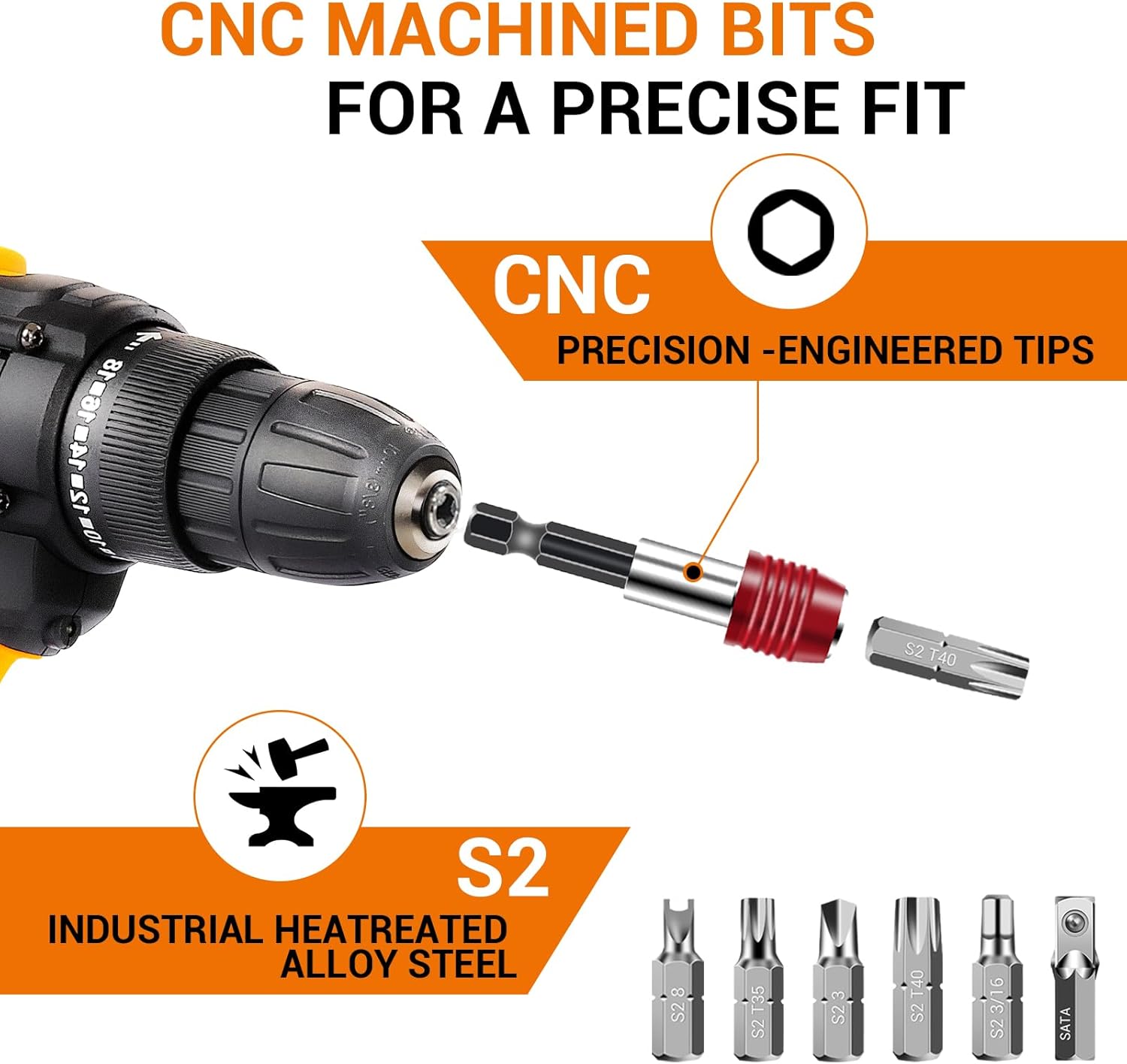 37Pieces Security Bit Set, Tamper Proof Torx Bit Set with Torx, Hex,Triwing, Spanner, Clutch, Y-Type, S2 Steel Screwdriver Bit Set for Electronics, Appliances, Cars, General Machinery