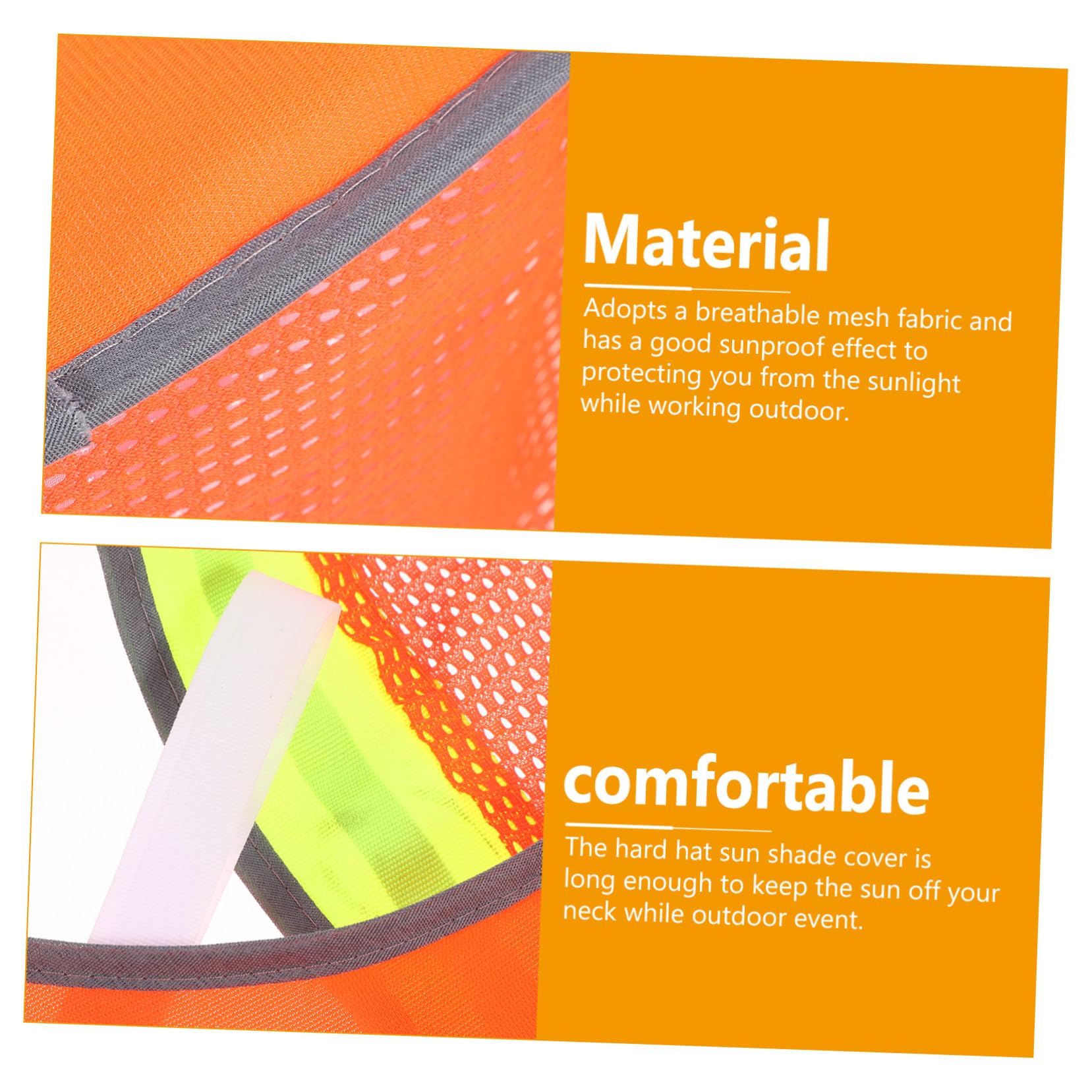 iplusmile 5 Pièces Protection Solaire Réfléchissante pour Casque de Sécurité Orange Pare Soleil Respirant pour Chantier avec Visière et Protection Nuque Solaire Construction pour Travail