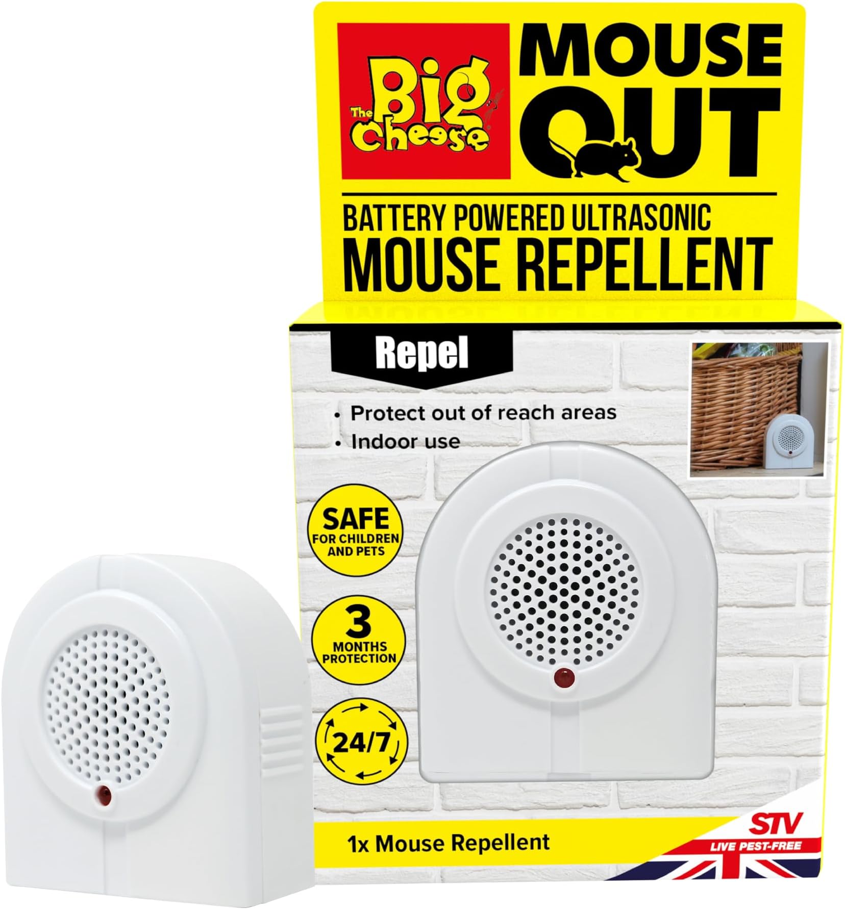 The Big Cheese Battery Powered Mouse Repellent Plug-In, Humane, Ultrasonic Ro...