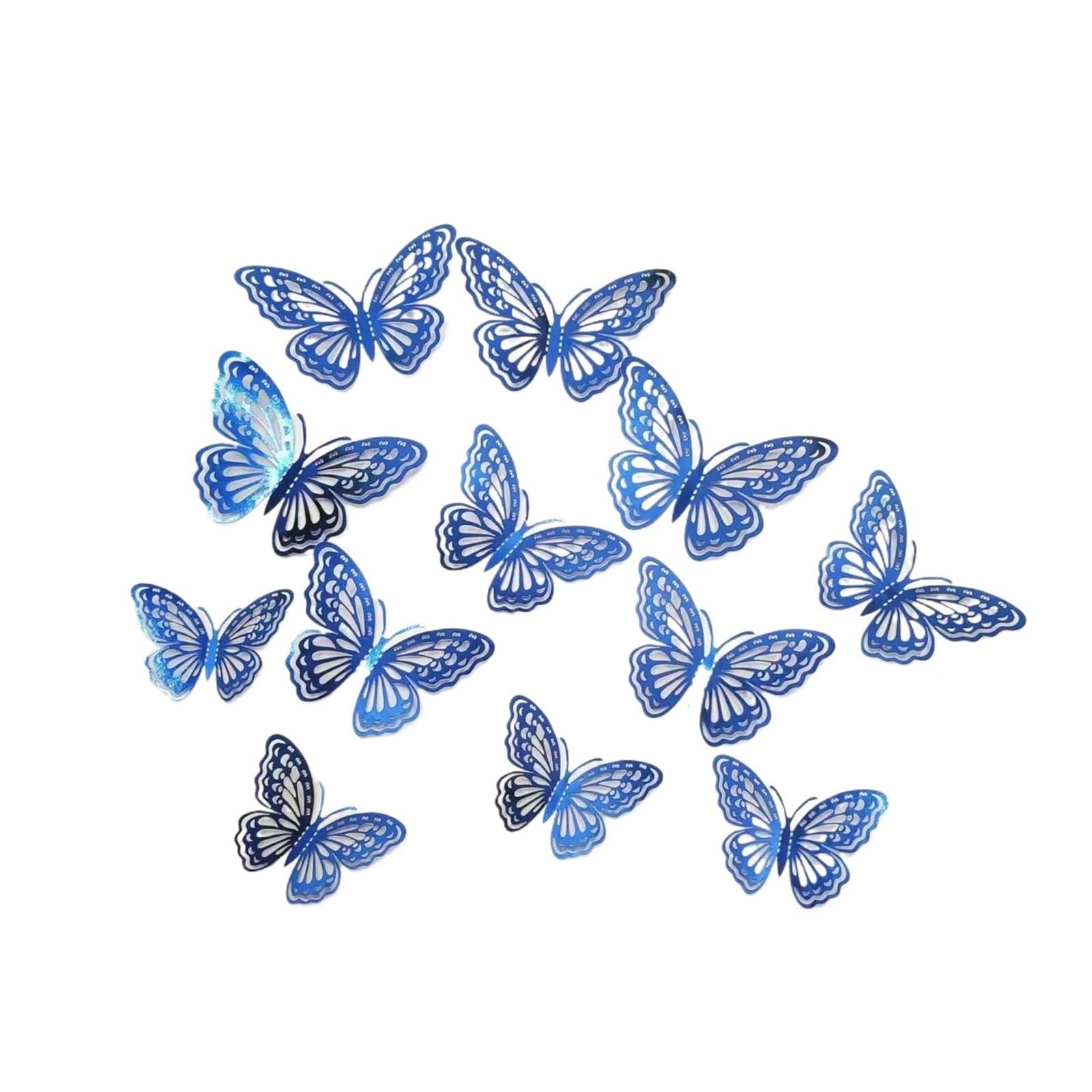 12pcs 3D Hollow Butterfly Wall Decal Mirror Wallstickers For Kids Room Home Decoration Fridge Sticker Wedding Party(Color6)