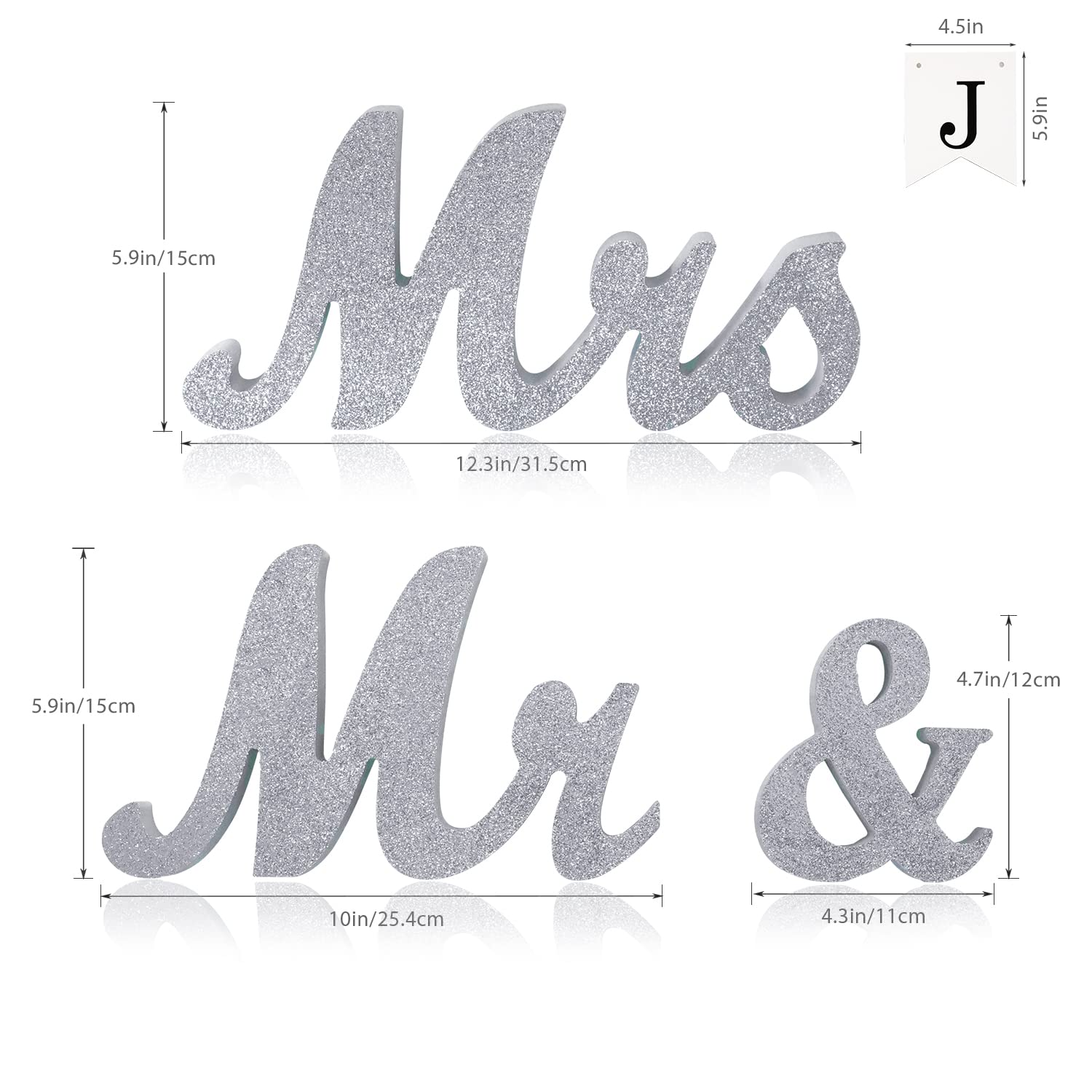 Hochzeitsdekoration Set – Mr & Mrs Schilder & Just Married Banner, Roségold, Aus MDF-Holz – Für Tisch, Feier & Fotoshooting