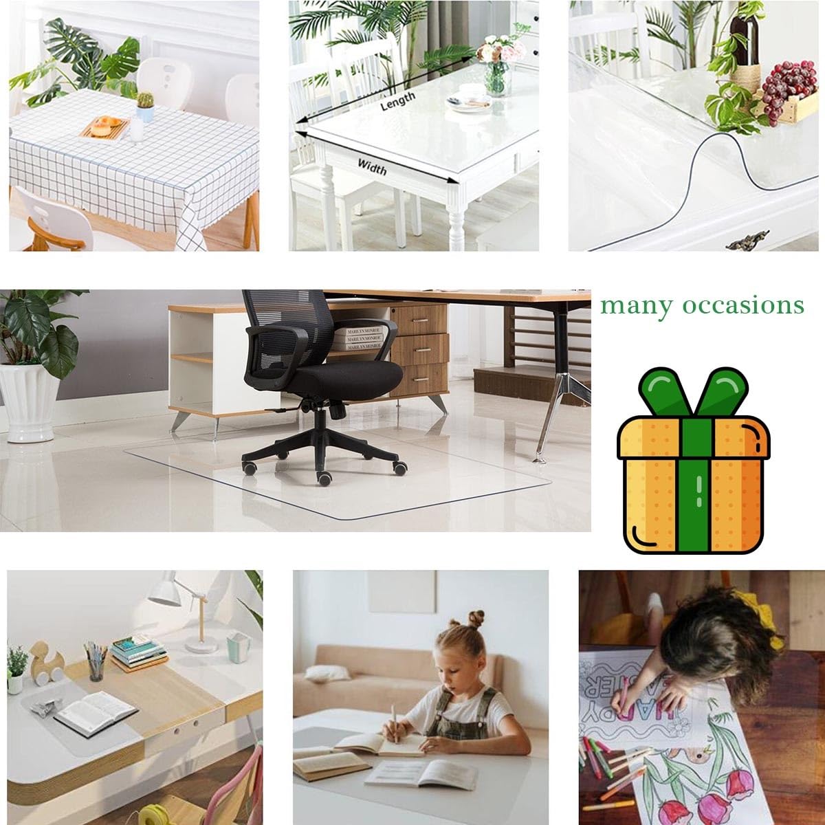 Sous-main Transparent Antidérapant Tapis D'écriture Rectangulaire Housse En PVC Transparent Pour Le Bureau Et La Maison De Table En Bois(80x120cm)