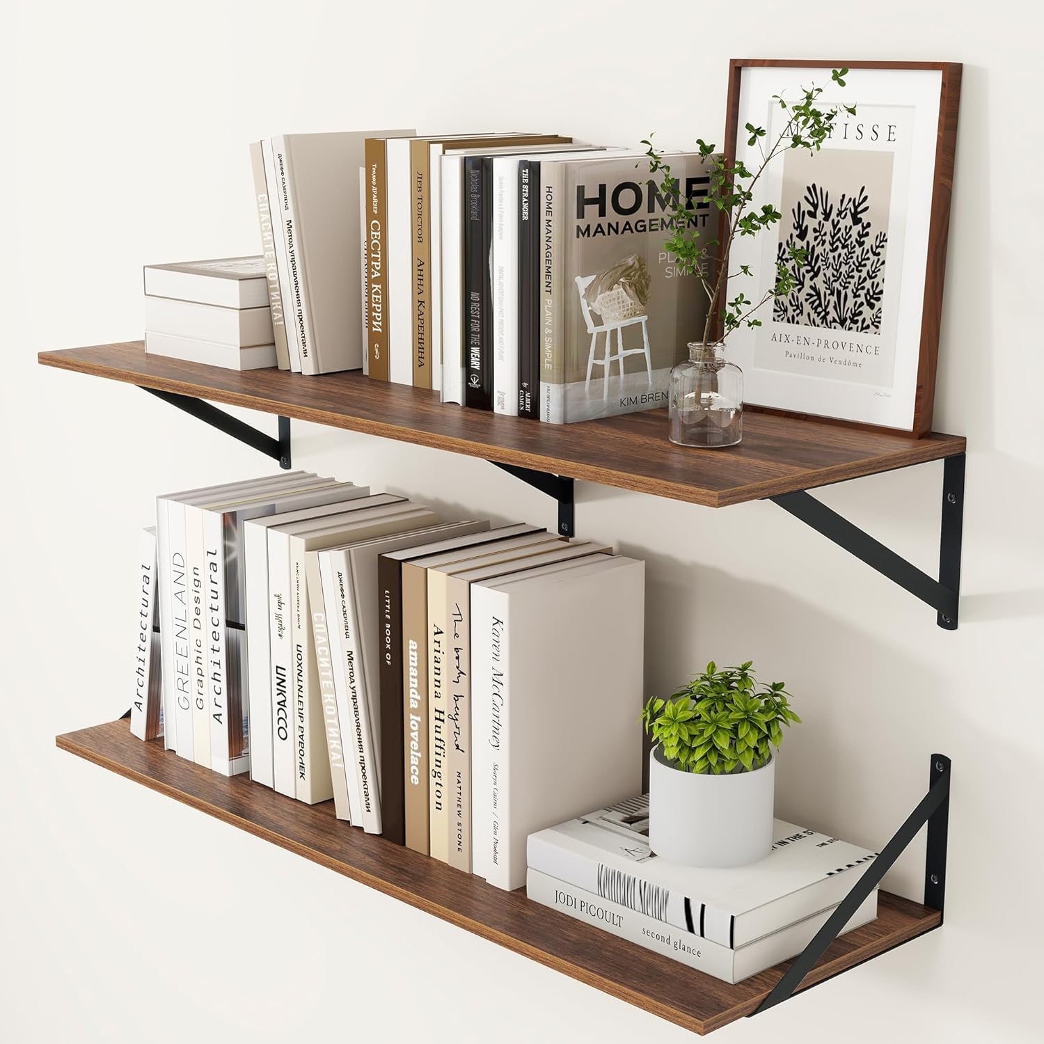 Heimlove 36W x 12D Deep Floating Shelves Set of 2 Walnut — image 1